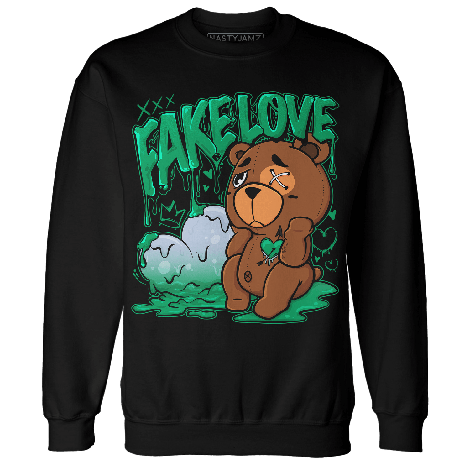 Lucky Green 5s Sweatshirt Match Fake Love BER - NastyJamz