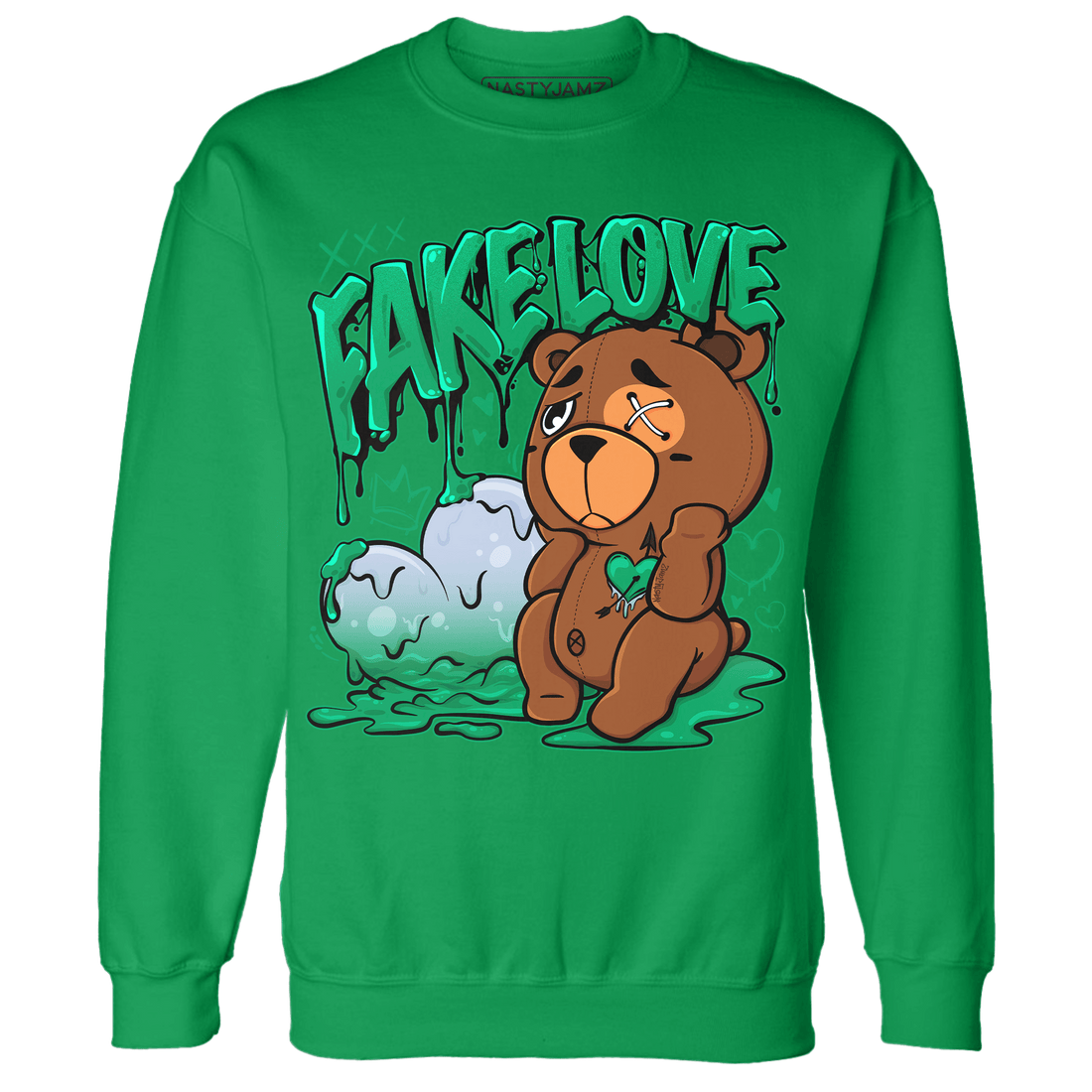 Lucky Green 5s Sweatshirt Match Fake Love BER - NastyJamz
