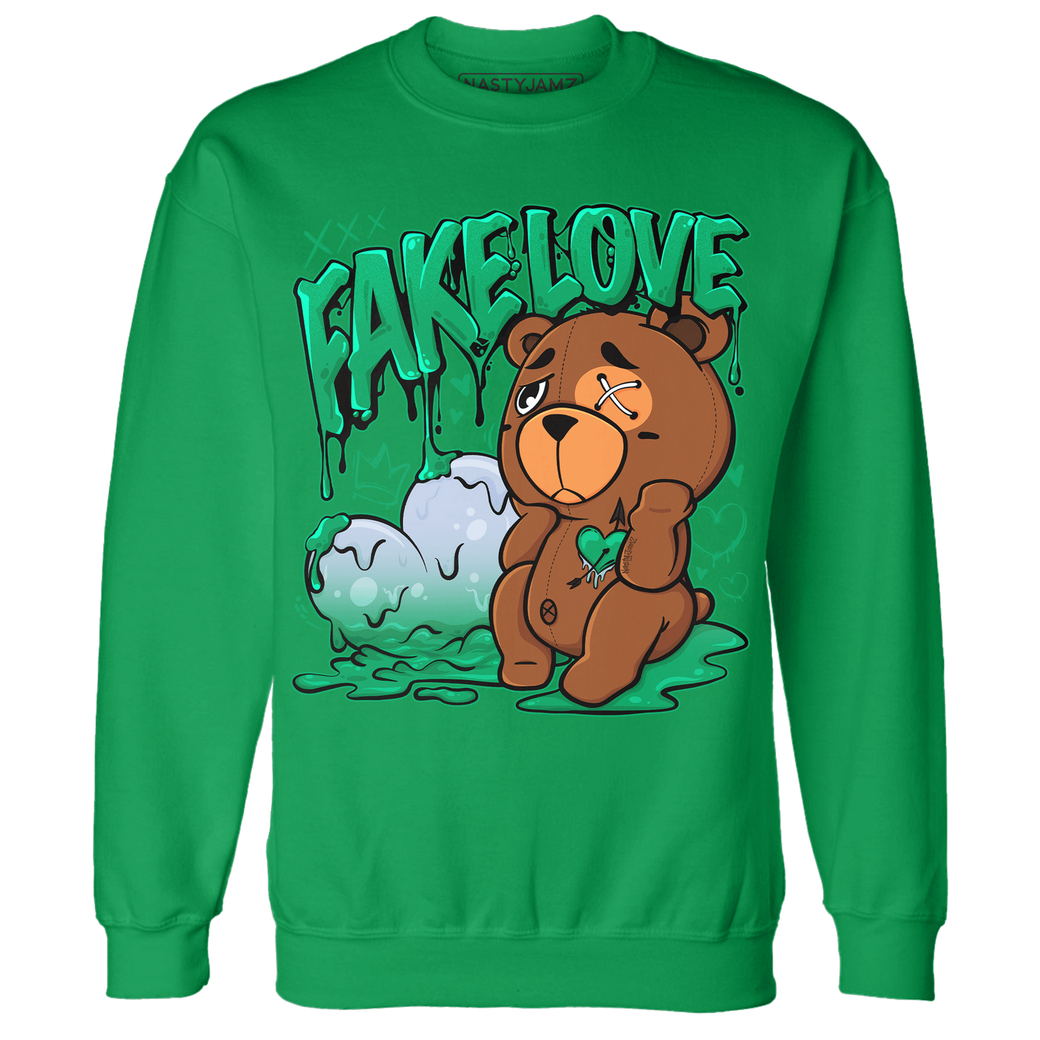 Lucky Green 5s Sweatshirt Match Fake Love BER - NastyJamz