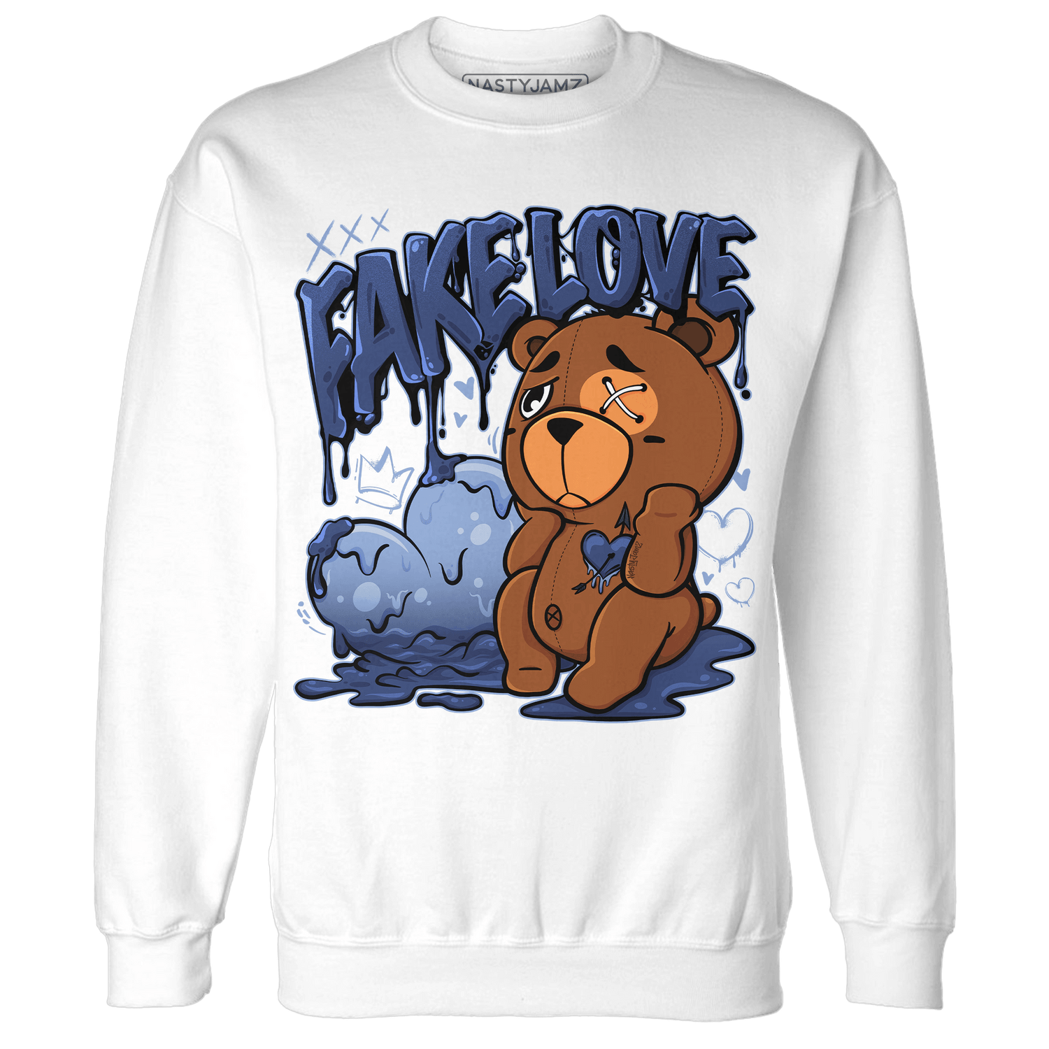 Midnight Navy 5s Sweatshirt Match Fake Love BER - NastyJamz