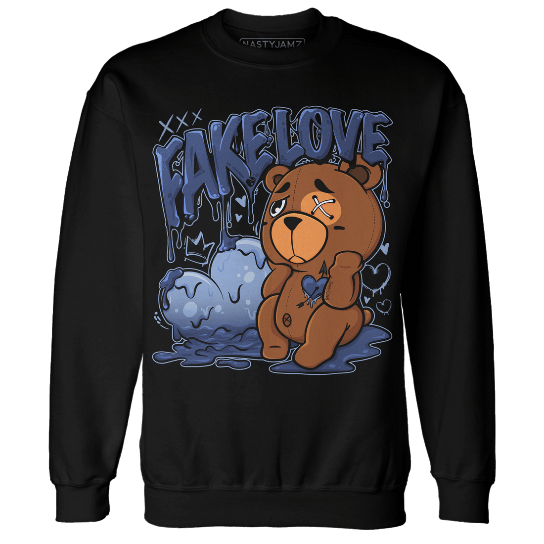Midnight Navy 5s Sweatshirt Match Fake Love BER - NastyJamz
