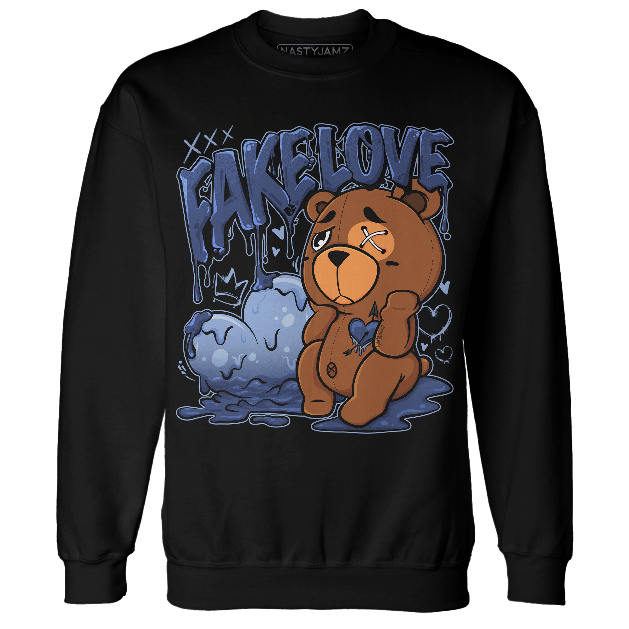 Midnight Navy 5s Sweatshirt Match Fake Love BER - NastyJamz