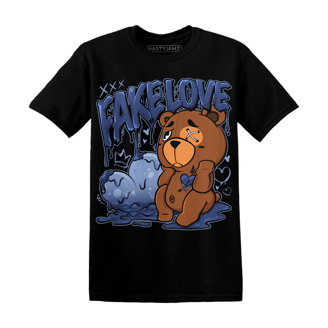 Midnight Navy 5s T Shirt Match Fake Love BER - NastyJamz