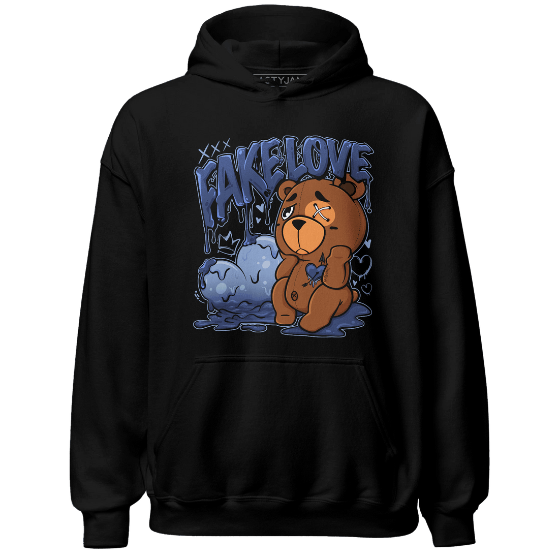 Midnight Navy 5s Hoodie Match Fake Love BER - NastyJamz