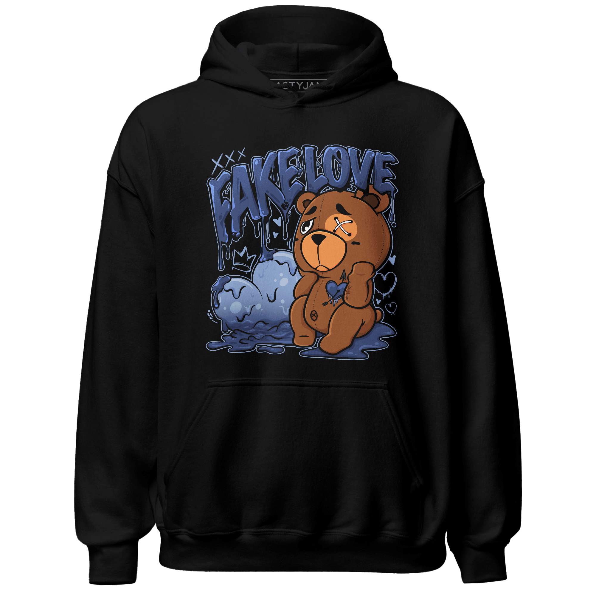 Midnight Navy 5s Hoodie Match Fake Love BER - NastyJamz