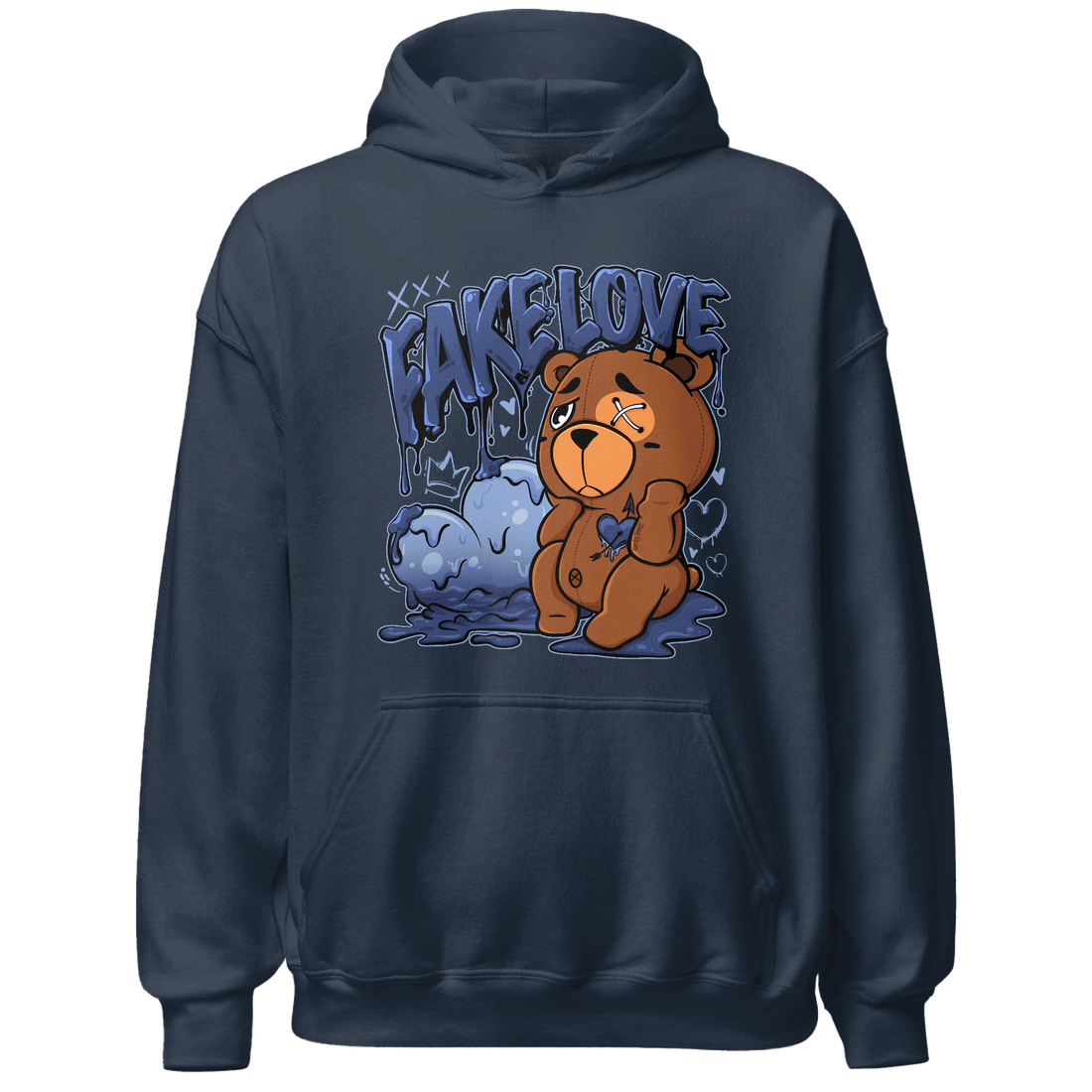 Midnight Navy 5s Hoodie Match Fake Love BER - NastyJamz