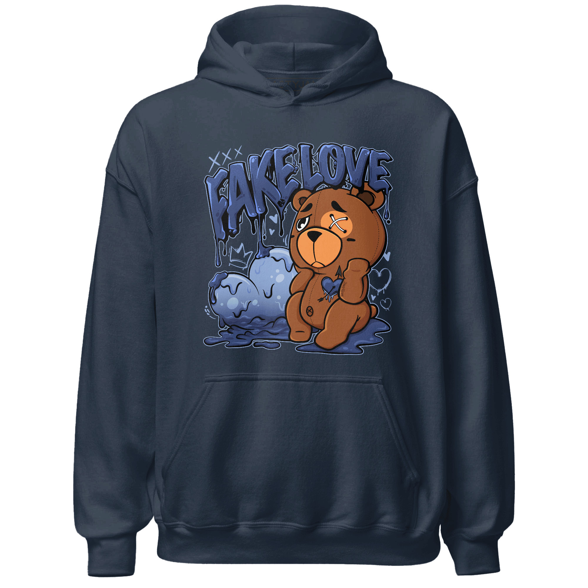 Midnight Navy 5s Hoodie Match Fake Love BER - NastyJamz