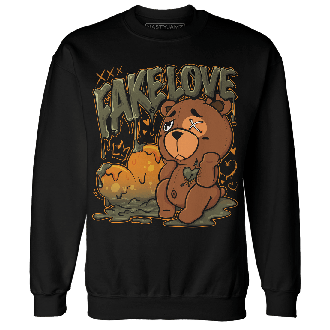 Olive 5s Sweatshirt Match Fake Love BER - NastyJamz