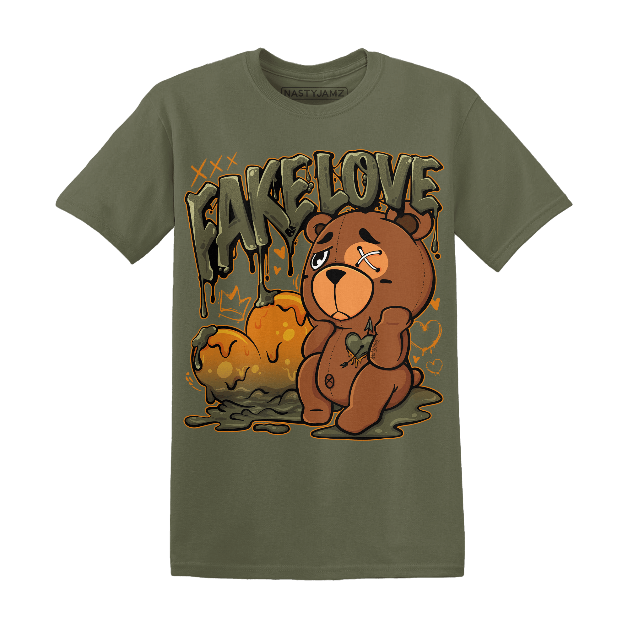 Olive 5s T Shirt Match Fake Love BER - NastyJamz