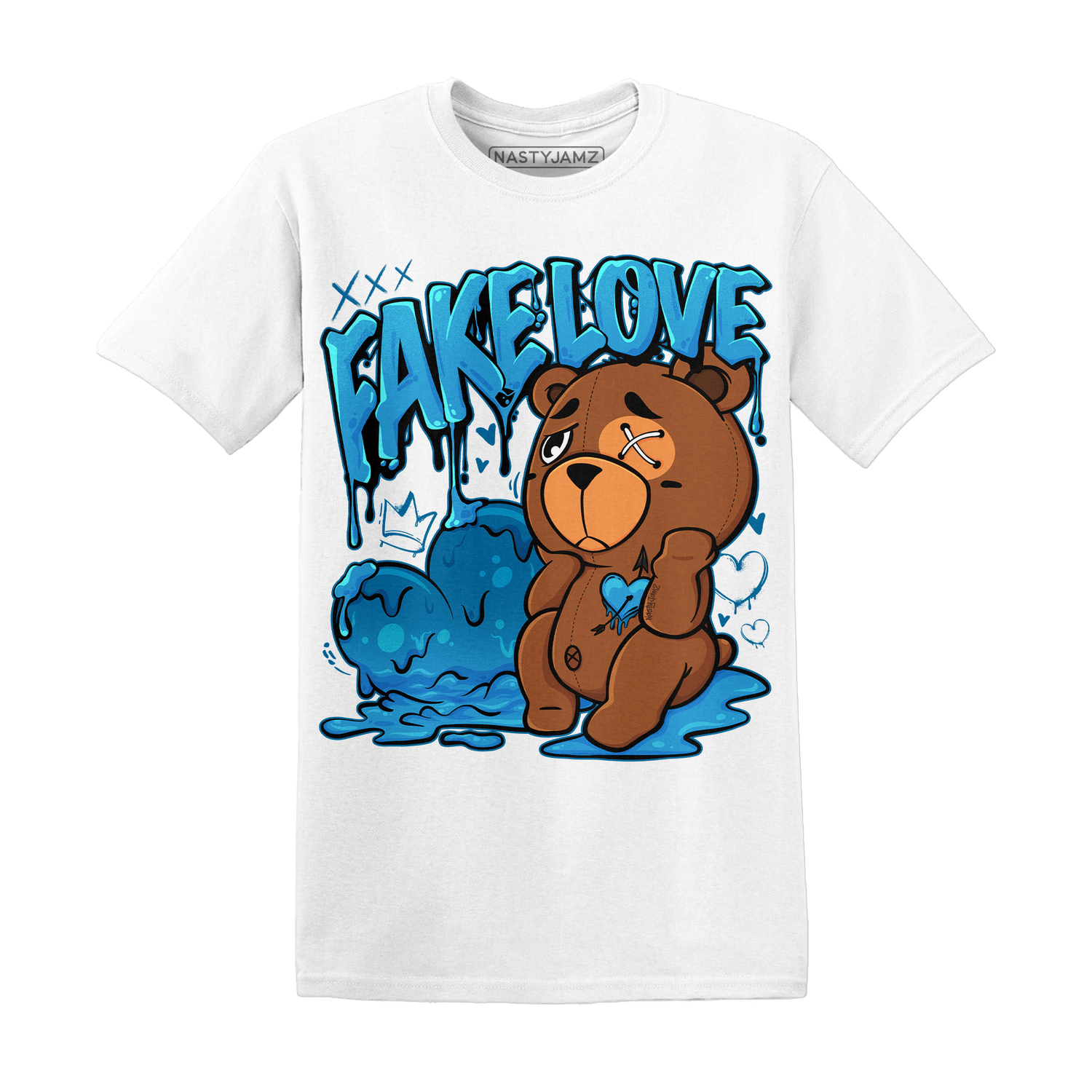 Powder Blue 9s T Shirt Match Fake Love BER - NastyJamz