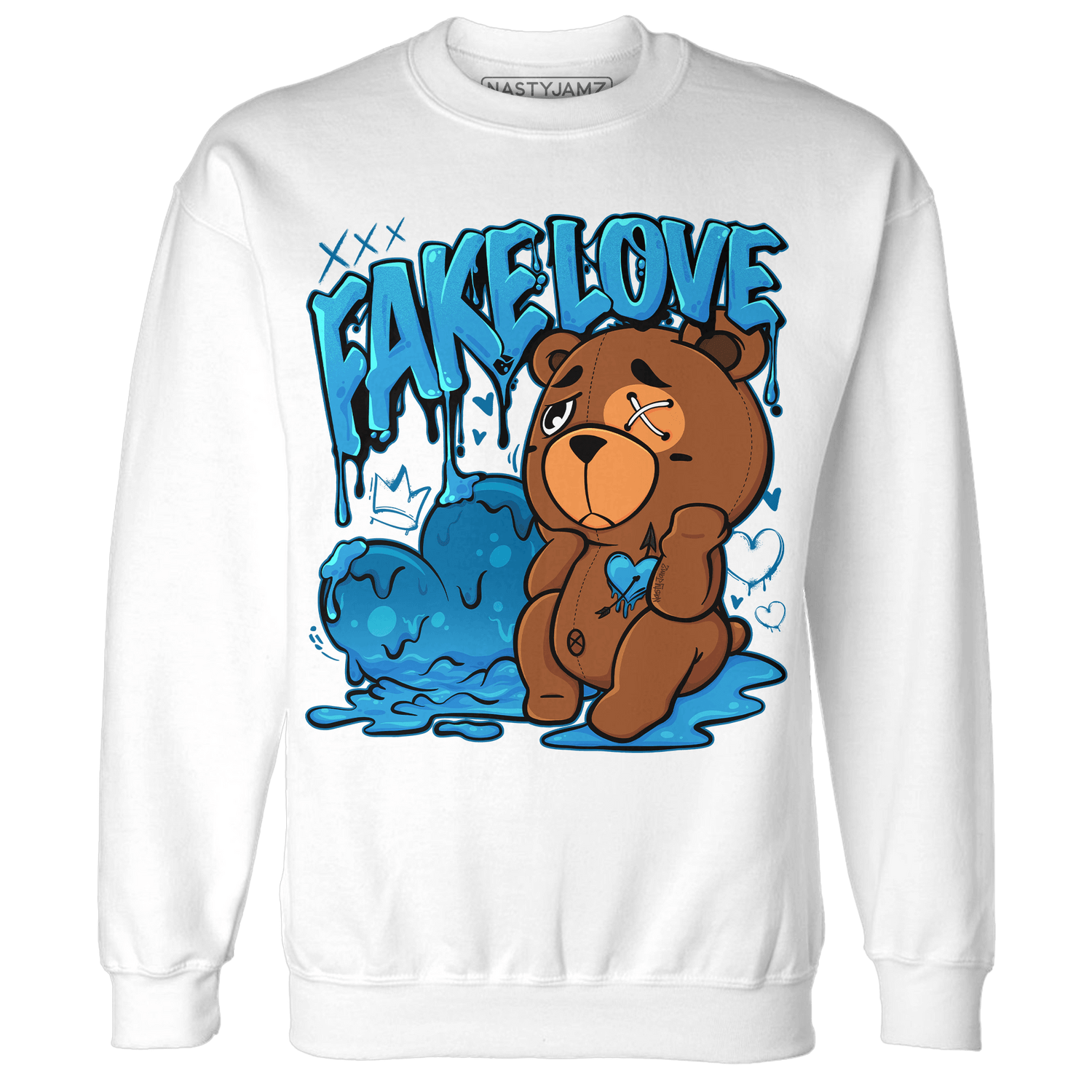 Powder Blue 9s Sweatshirt Match Fake Love BER - NastyJamz