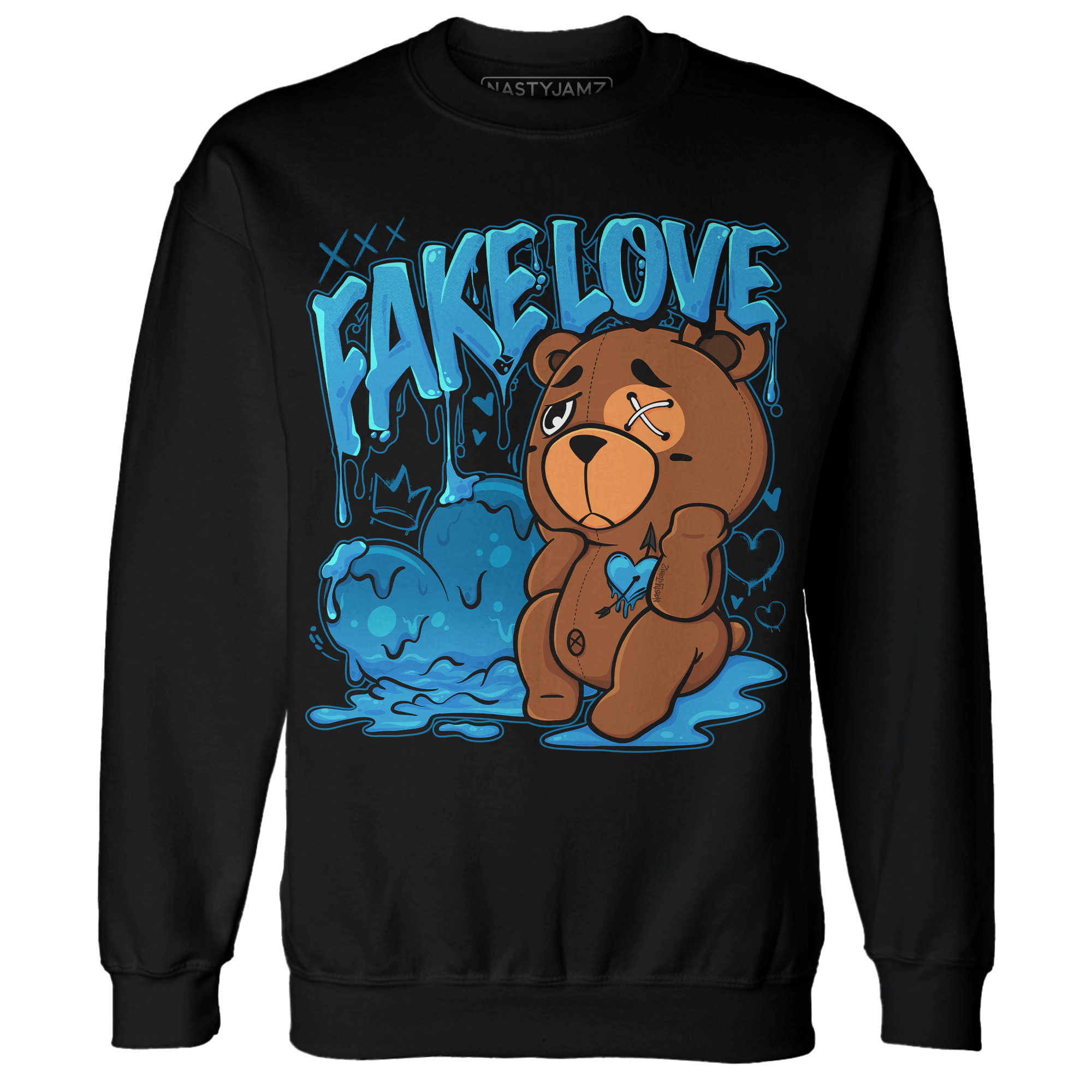 Powder Blue 9s Sweatshirt Match Fake Love BER - NastyJamz