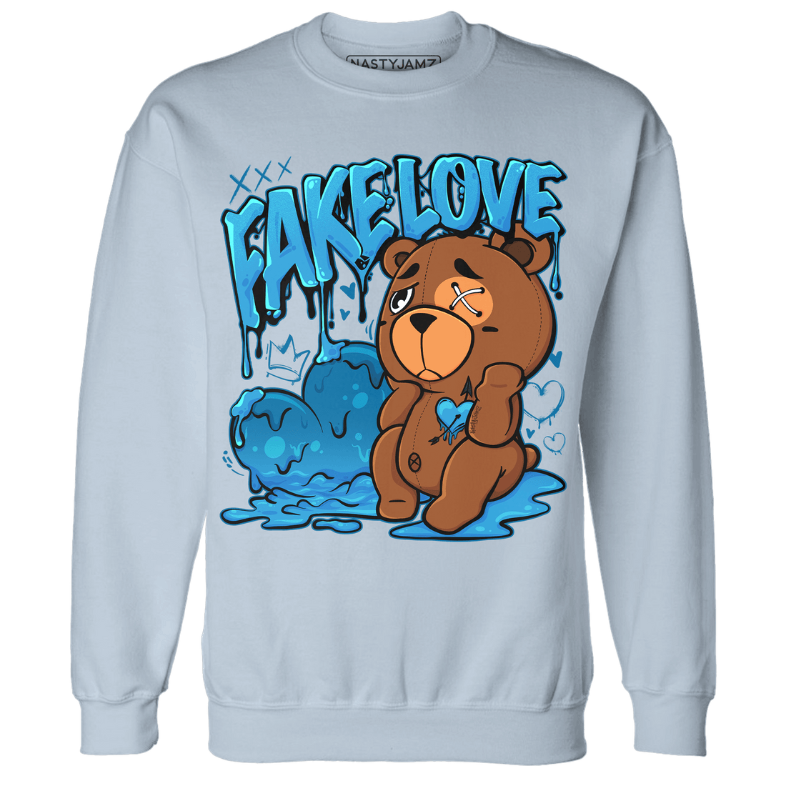Powder Blue 9s Sweatshirt Match Fake Love BER - NastyJamz