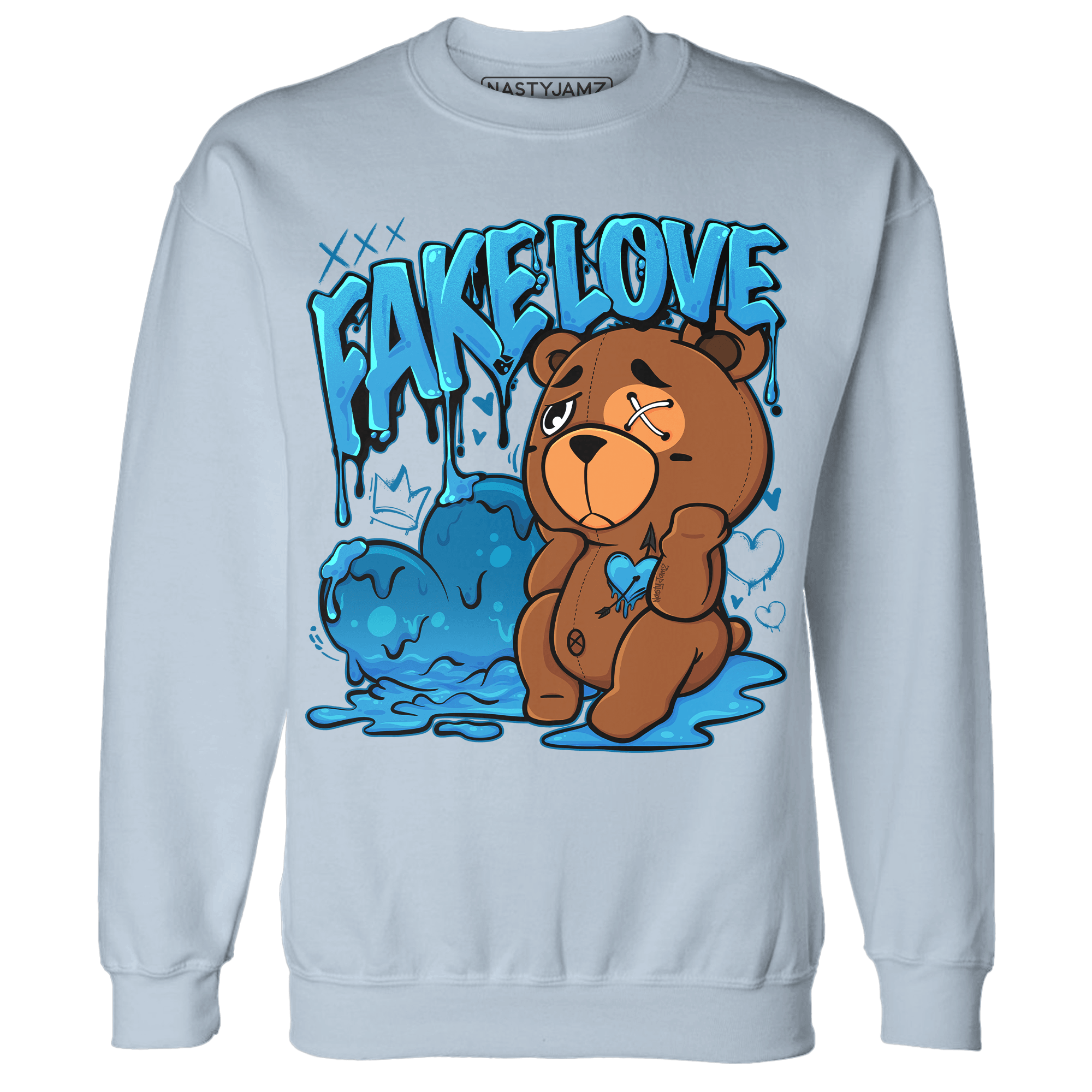 Powder Blue 9s Sweatshirt Match Fake Love BER - NastyJamz