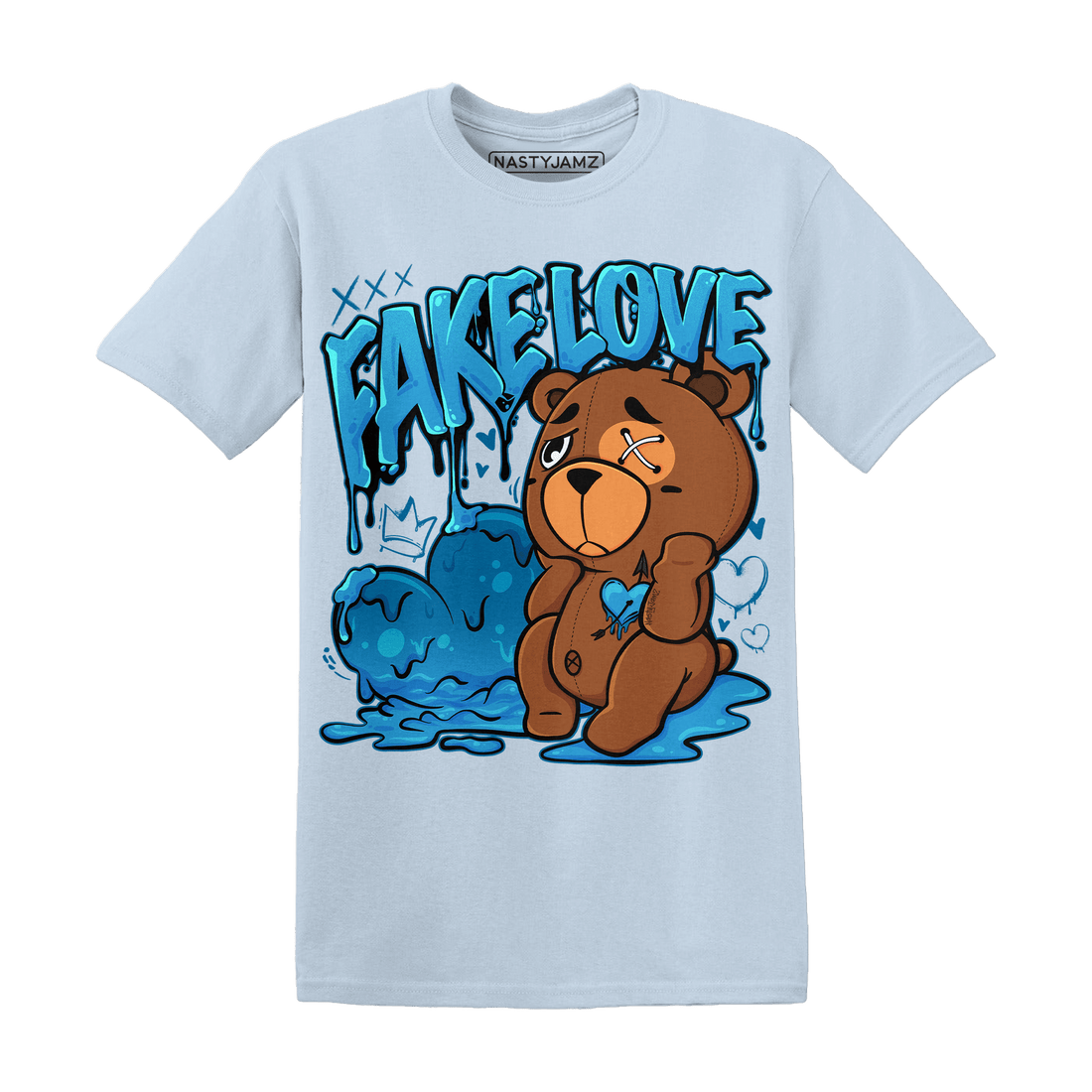 Powder Blue 9s T Shirt Match Fake Love BER - NastyJamz