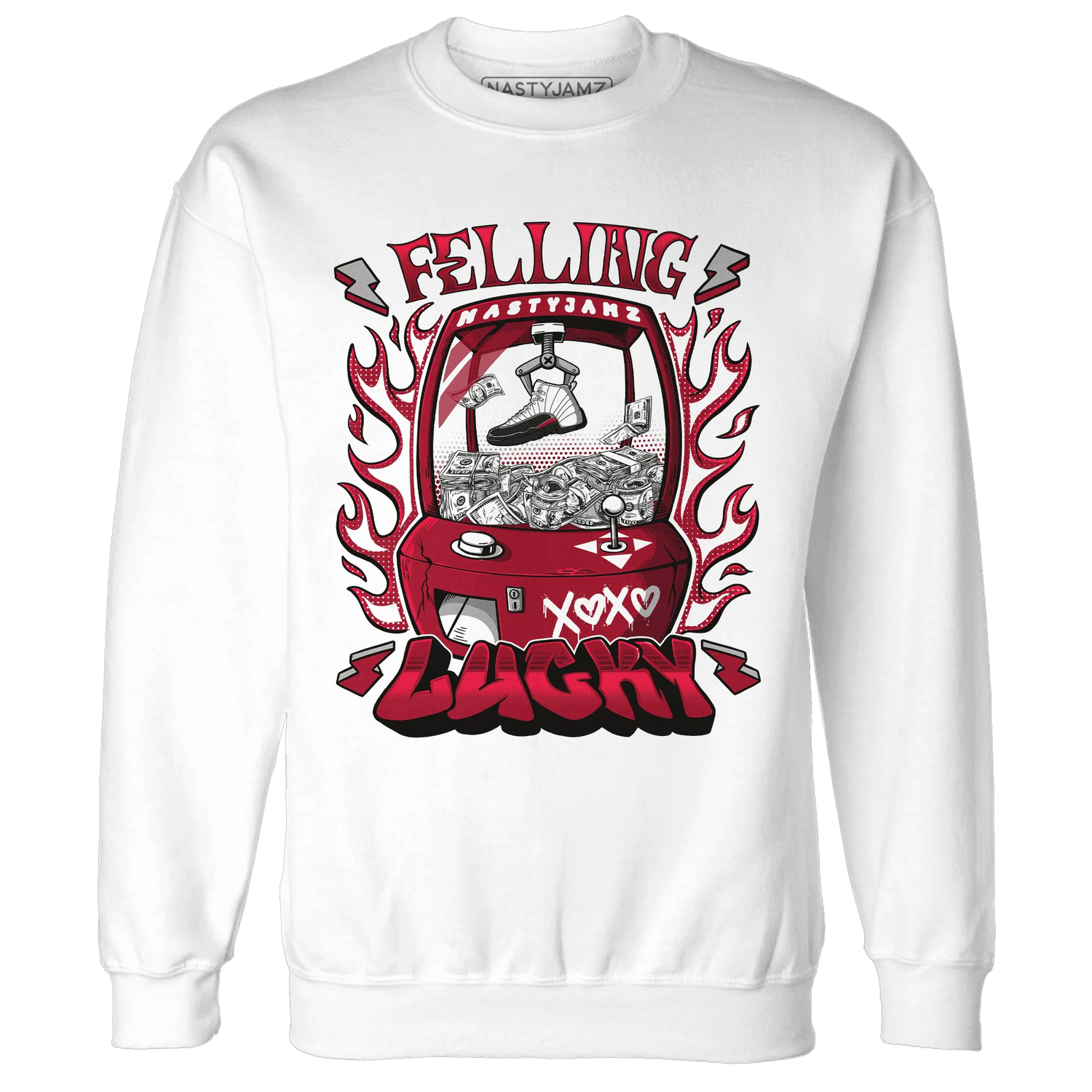 Retro-Red-Taxi-12s-Sweatshirt-Match-Feeling-Lucky