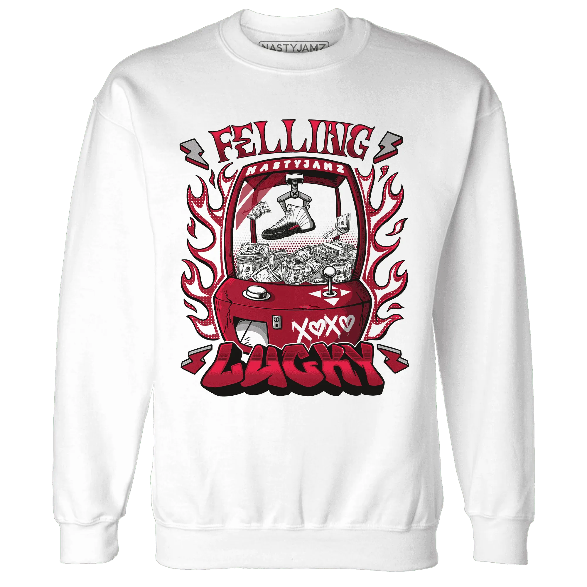 Retro-Red-Taxi-12s-Sweatshirt-Match-Feeling-Lucky
