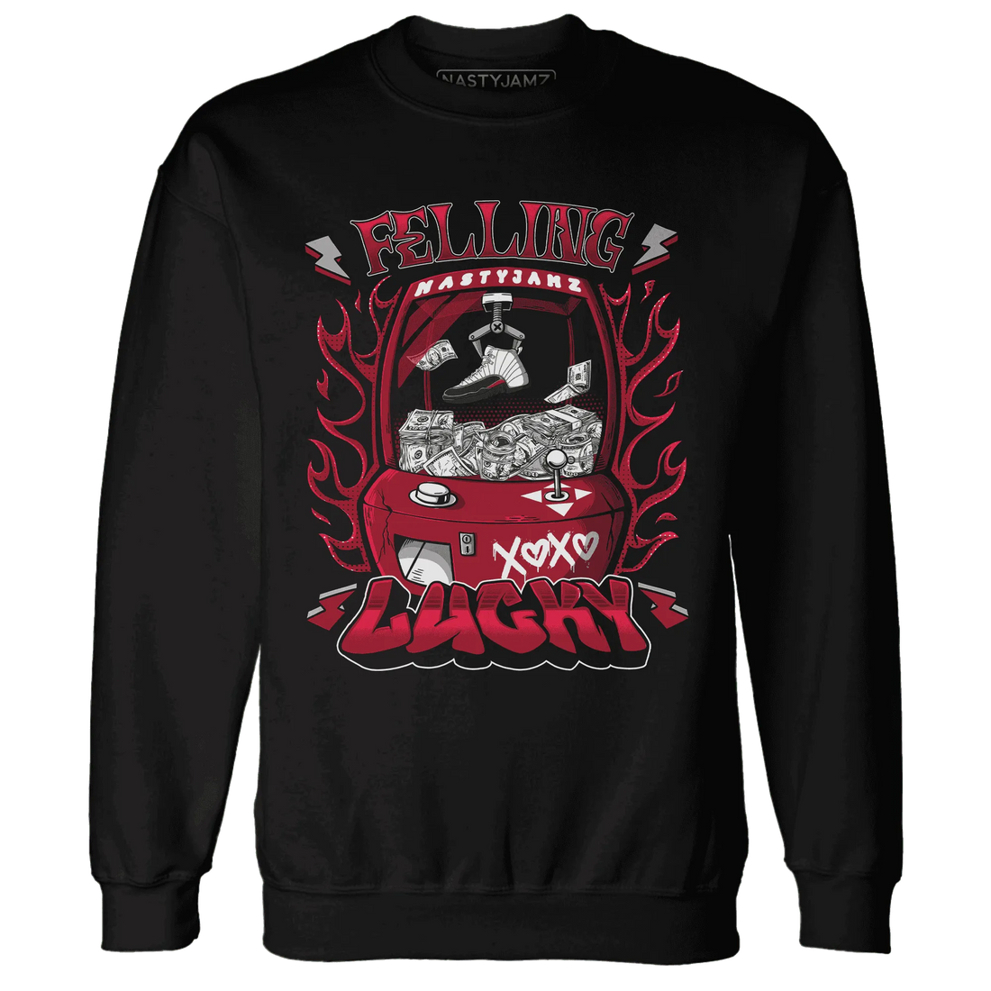 Retro-Red-Taxi-12s-Sweatshirt-Match-Feeling-Lucky