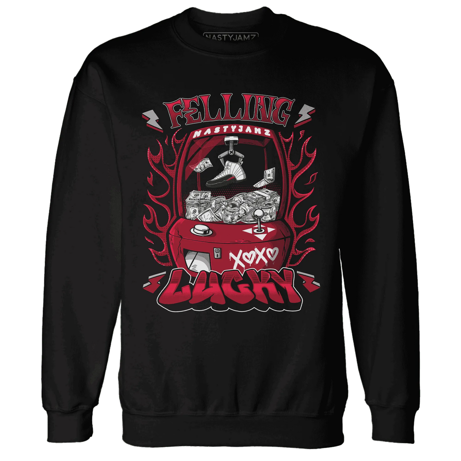Retro-Red-Taxi-12s-Sweatshirt-Match-Feeling-Lucky