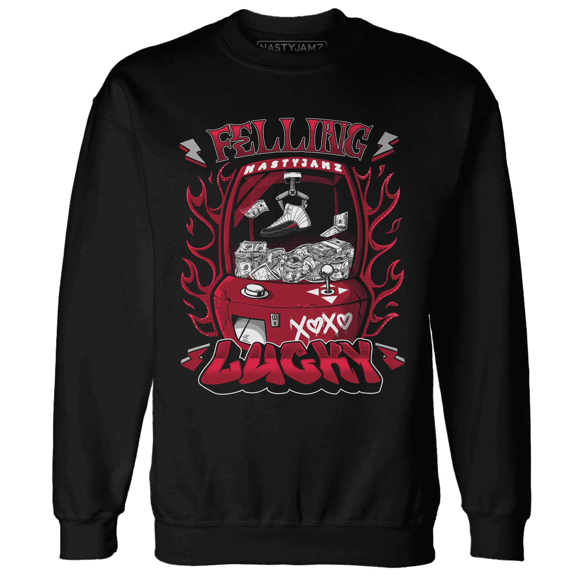 Retro-Red-Taxi-12s-Sweatshirt-Match-Feeling-Lucky