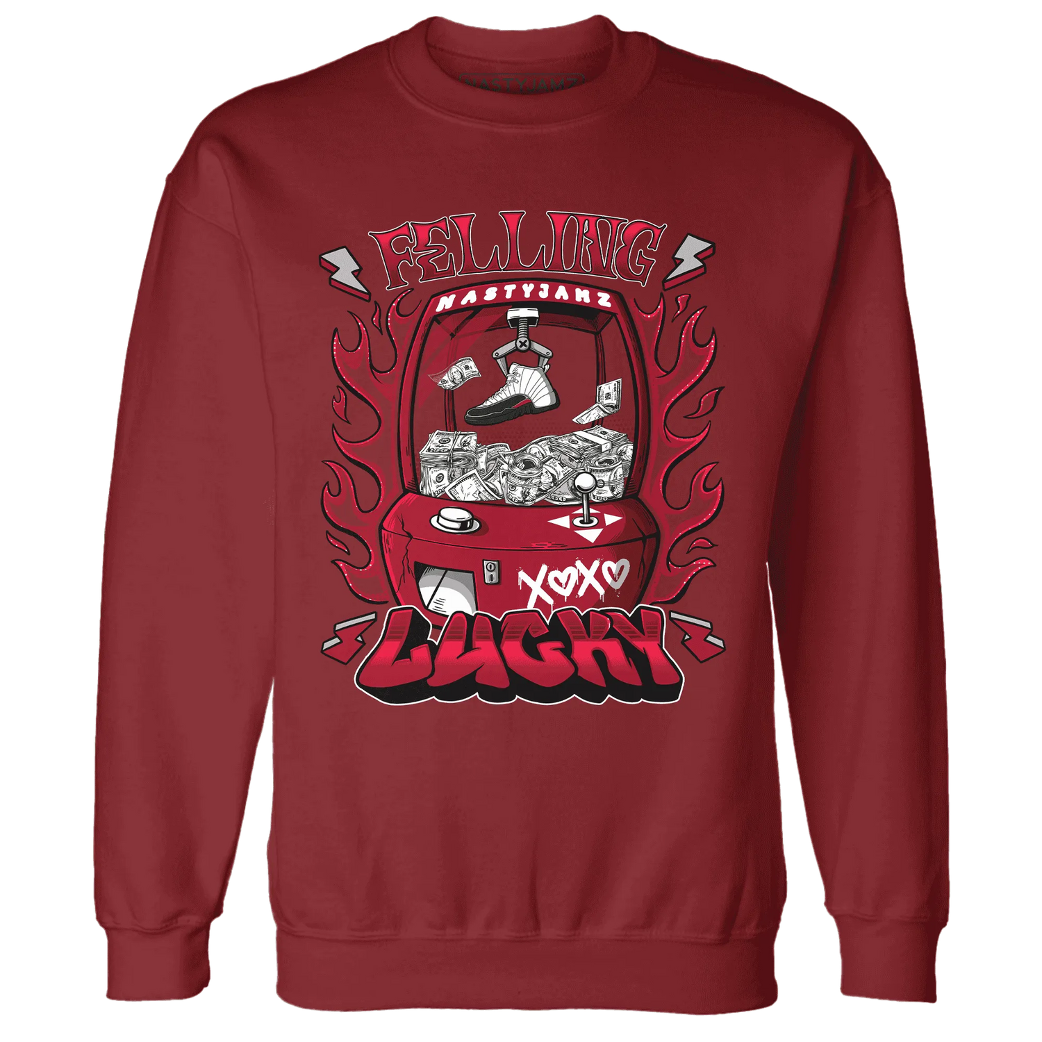 Retro-Red-Taxi-12s-Sweatshirt-Match-Feeling-Lucky