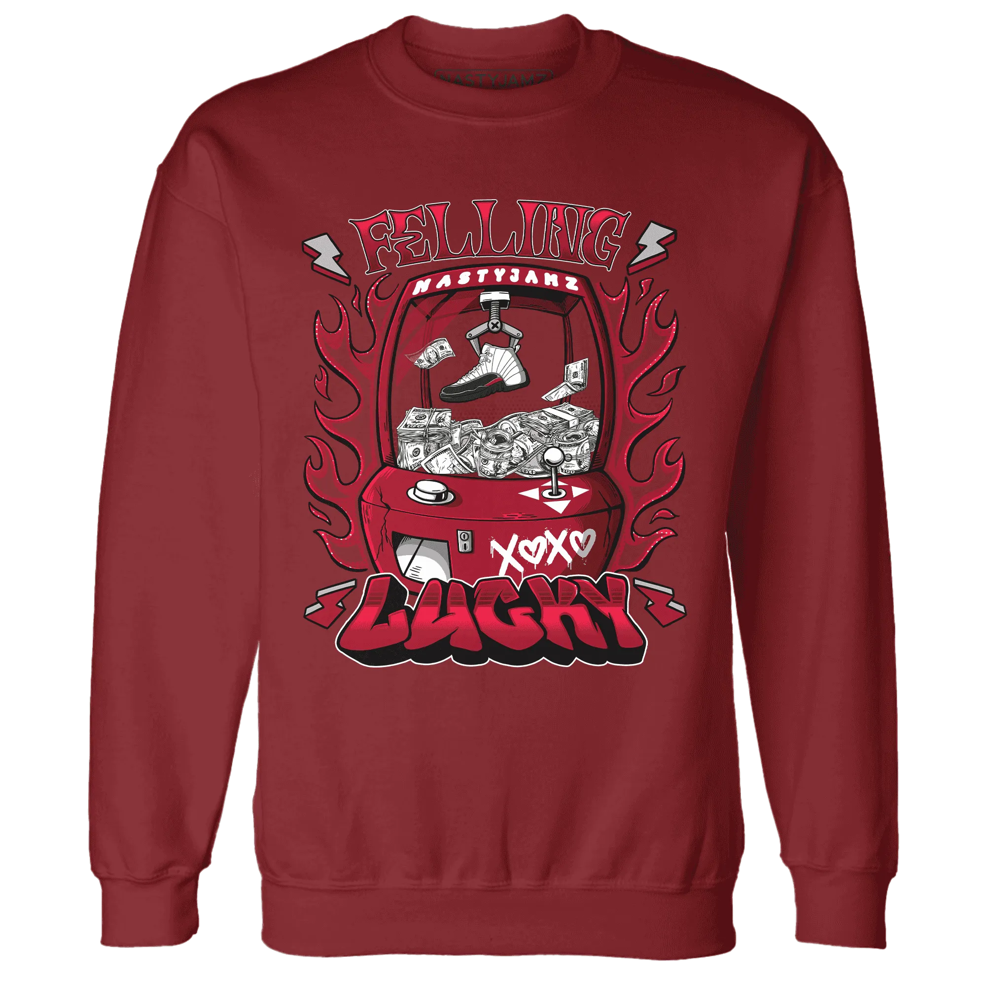 Retro-Red-Taxi-12s-Sweatshirt-Match-Feeling-Lucky