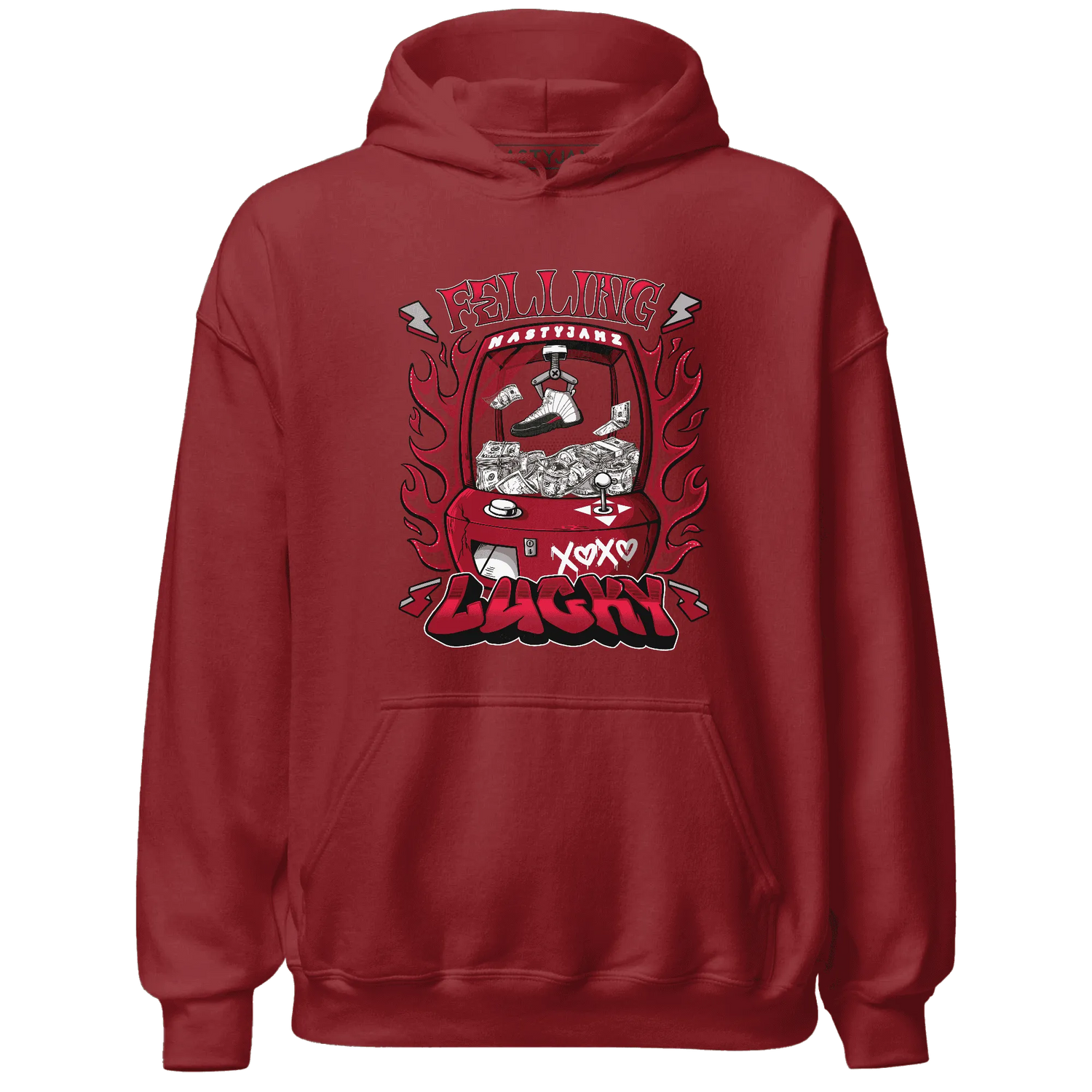 Retro-Red-Taxi-12s-Hoodie-Match-Feeling-Lucky