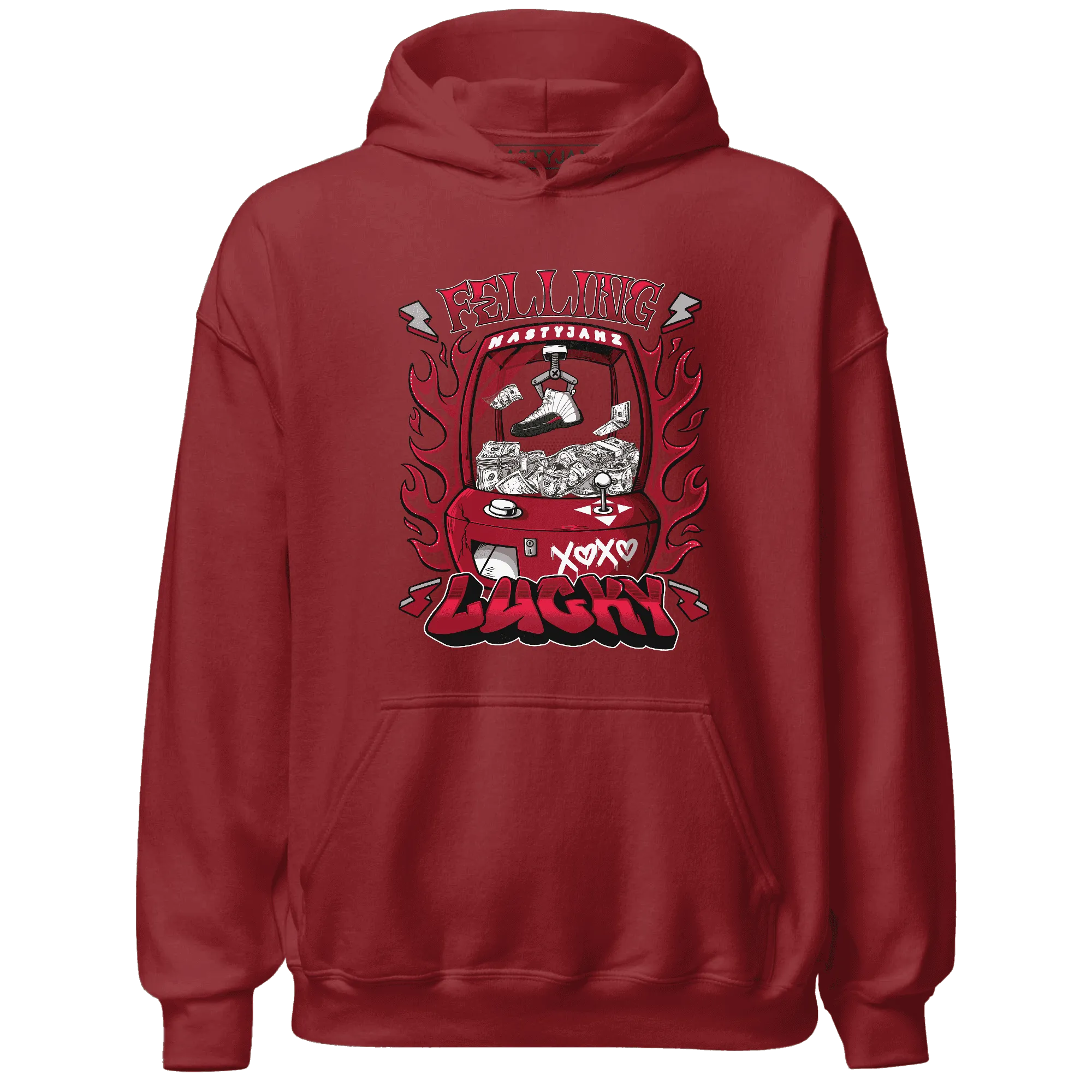 Retro-Red-Taxi-12s-Hoodie-Match-Feeling-Lucky