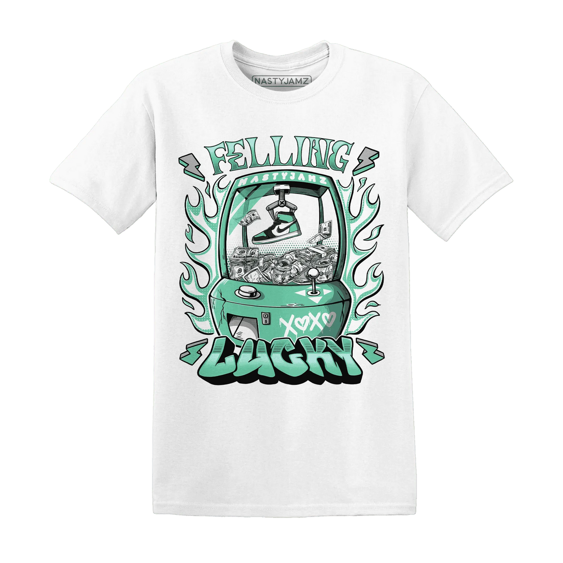 High-OG-Green-Glow-1s-T-Shirt-Match-Feeling-Lucky