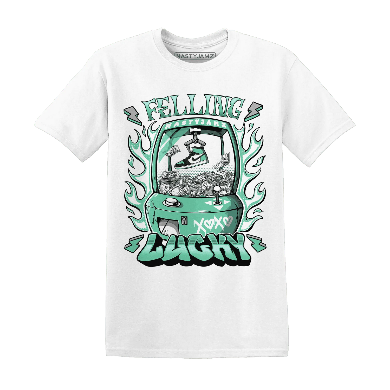 High-OG-Green-Glow-1s-T-Shirt-Match-Feeling-Lucky