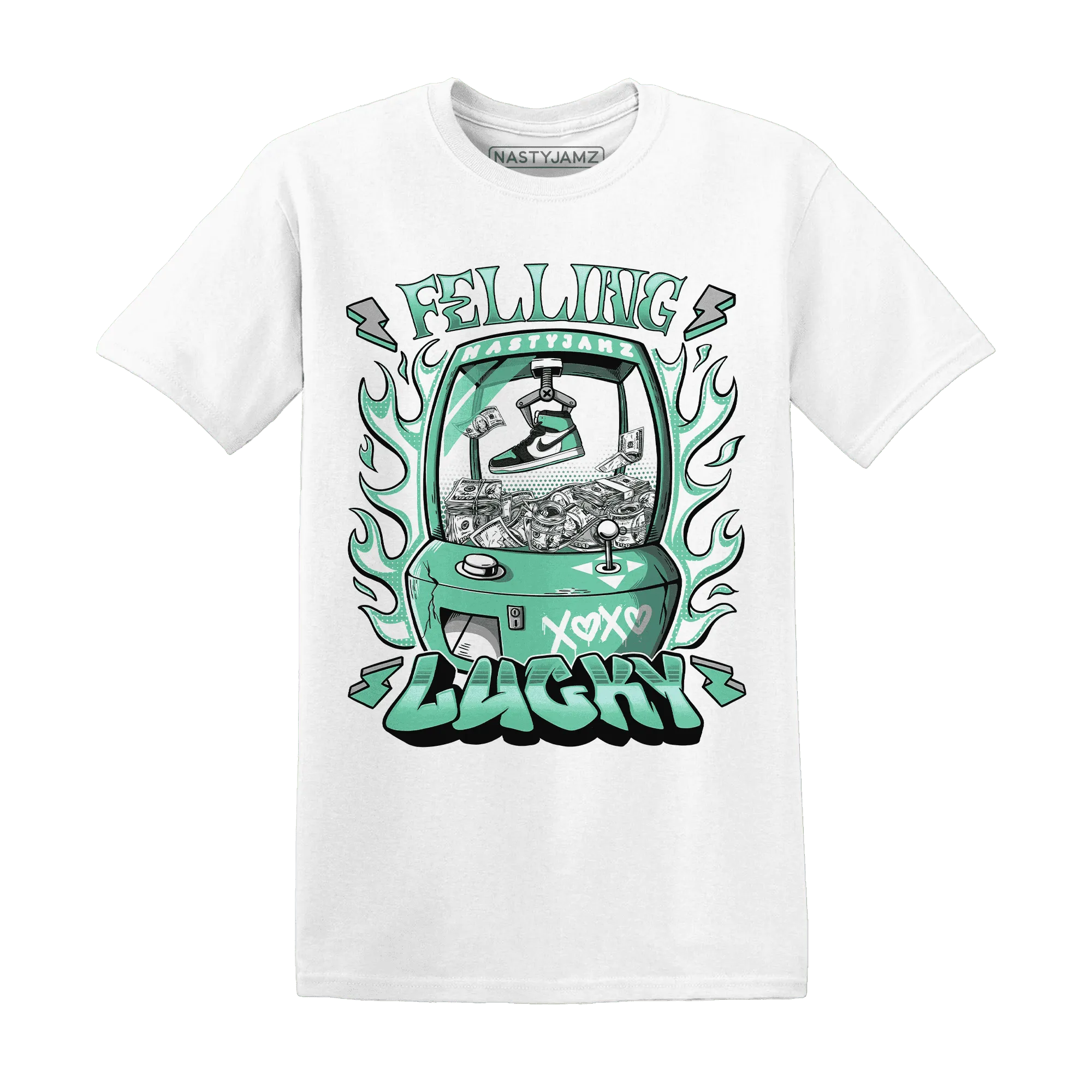 High-OG-Green-Glow-1s-T-Shirt-Match-Feeling-Lucky