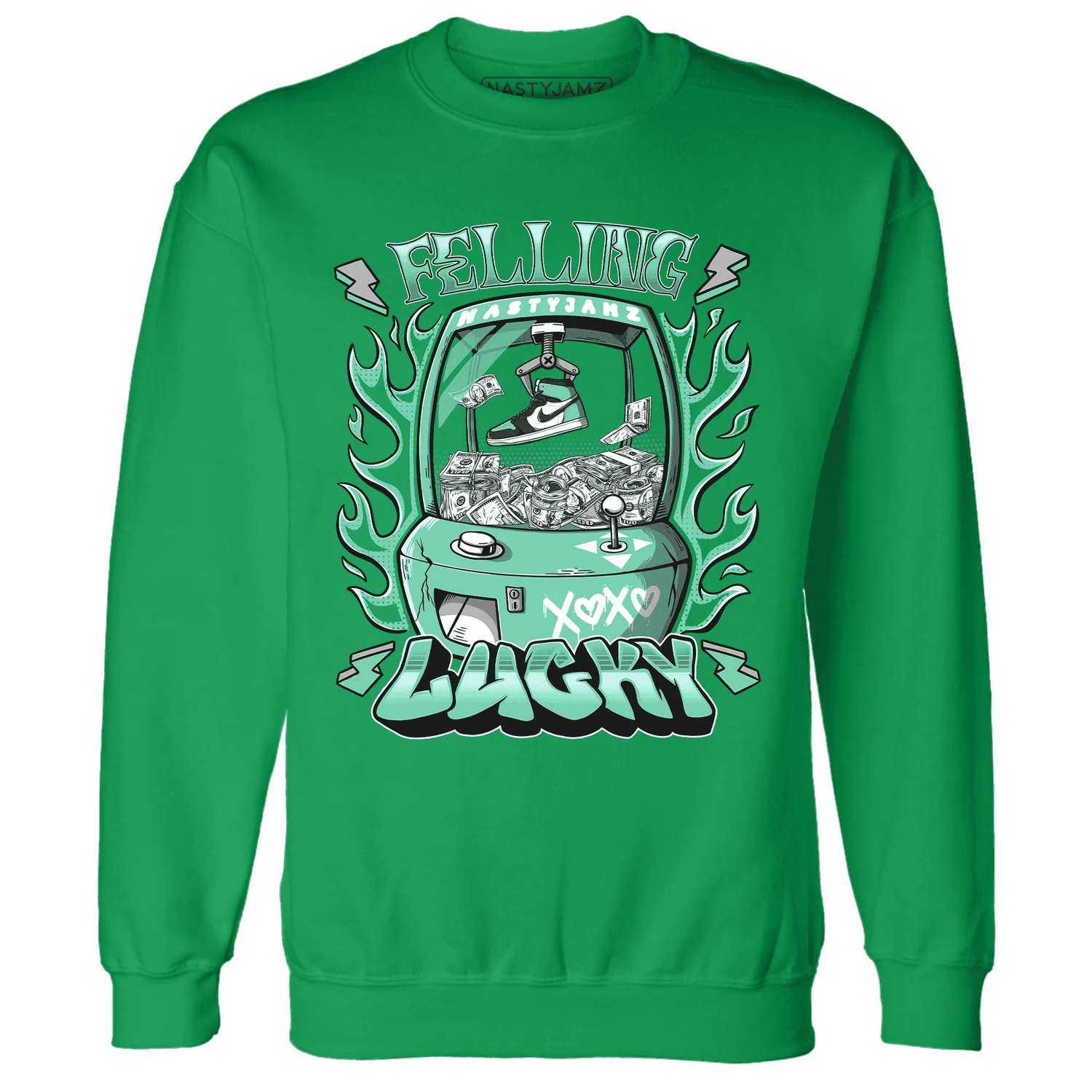 High-OG-Green-Glow-1s-Sweatshirt-Match-Feeling-Lucky
