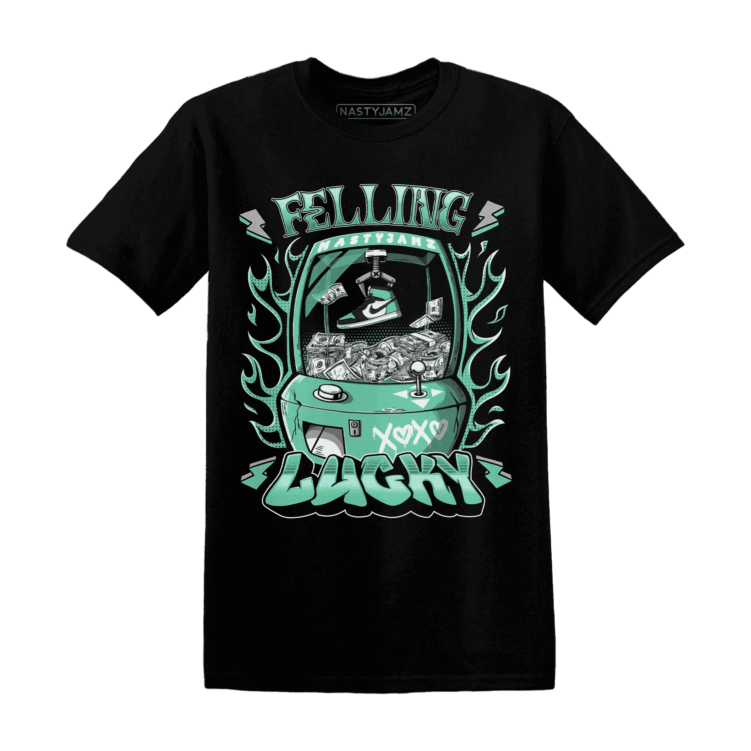 High-OG-Green-Glow-1s-T-Shirt-Match-Feeling-Lucky