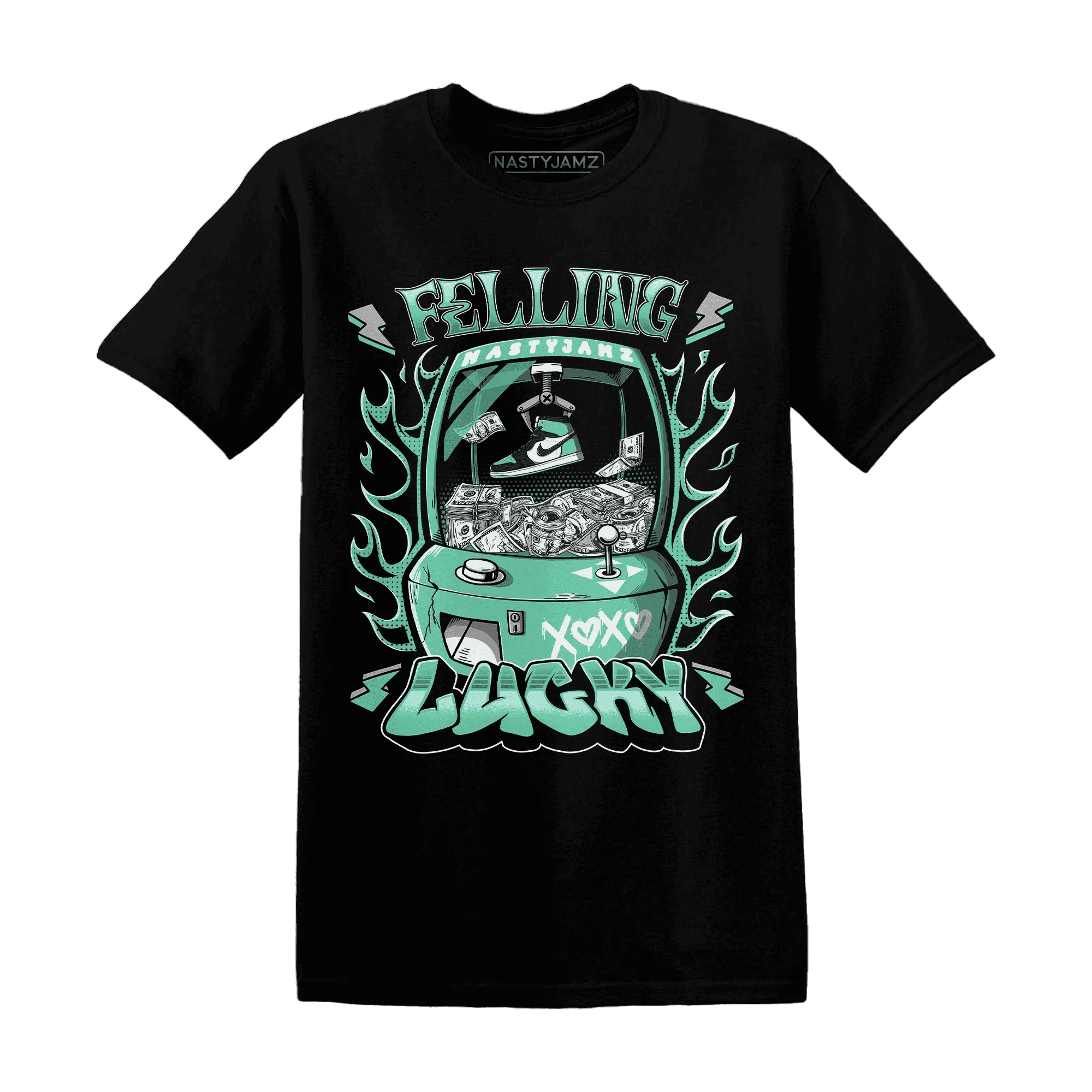 High-OG-Green-Glow-1s-T-Shirt-Match-Feeling-Lucky