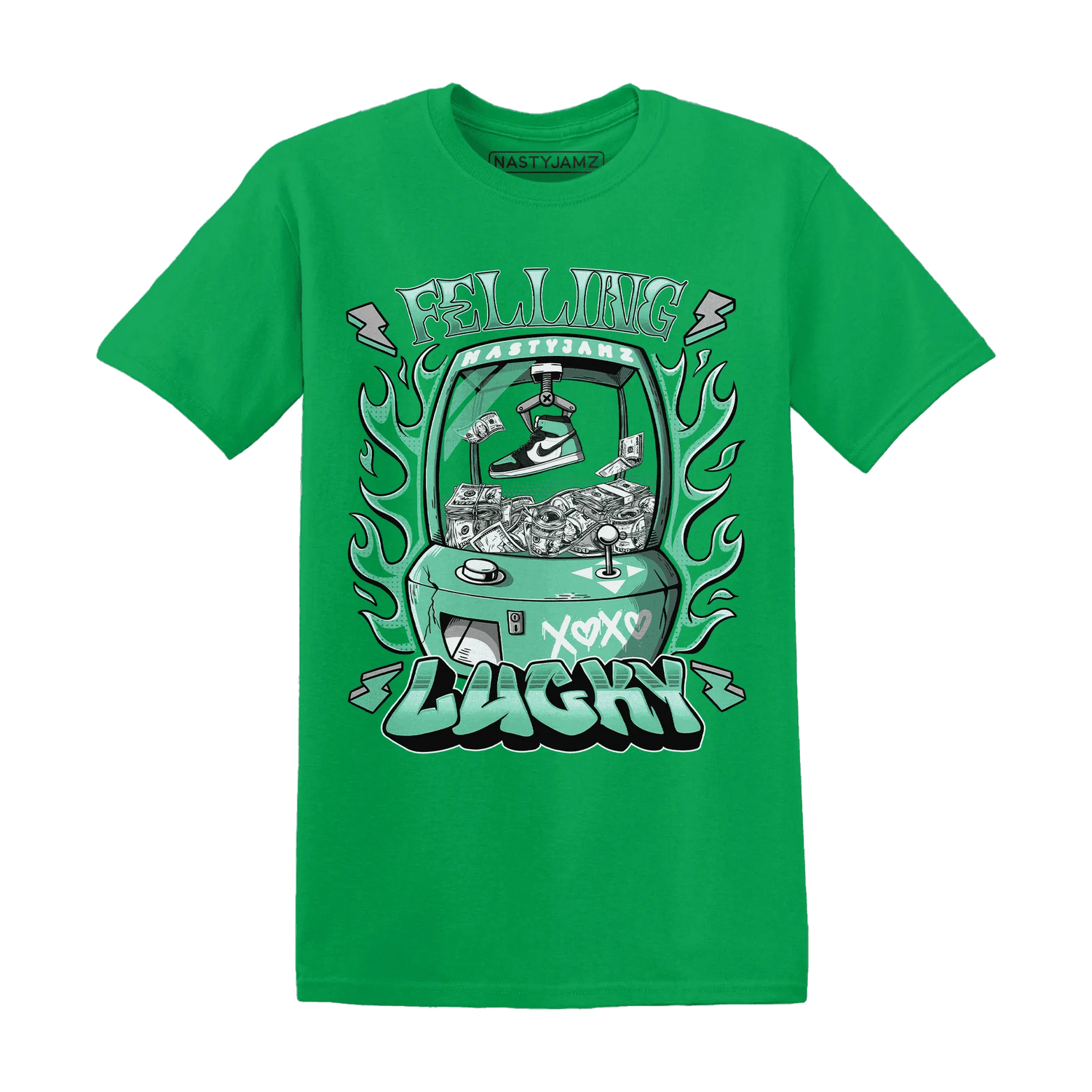 High-OG-Green-Glow-1s-T-Shirt-Match-Feeling-Lucky