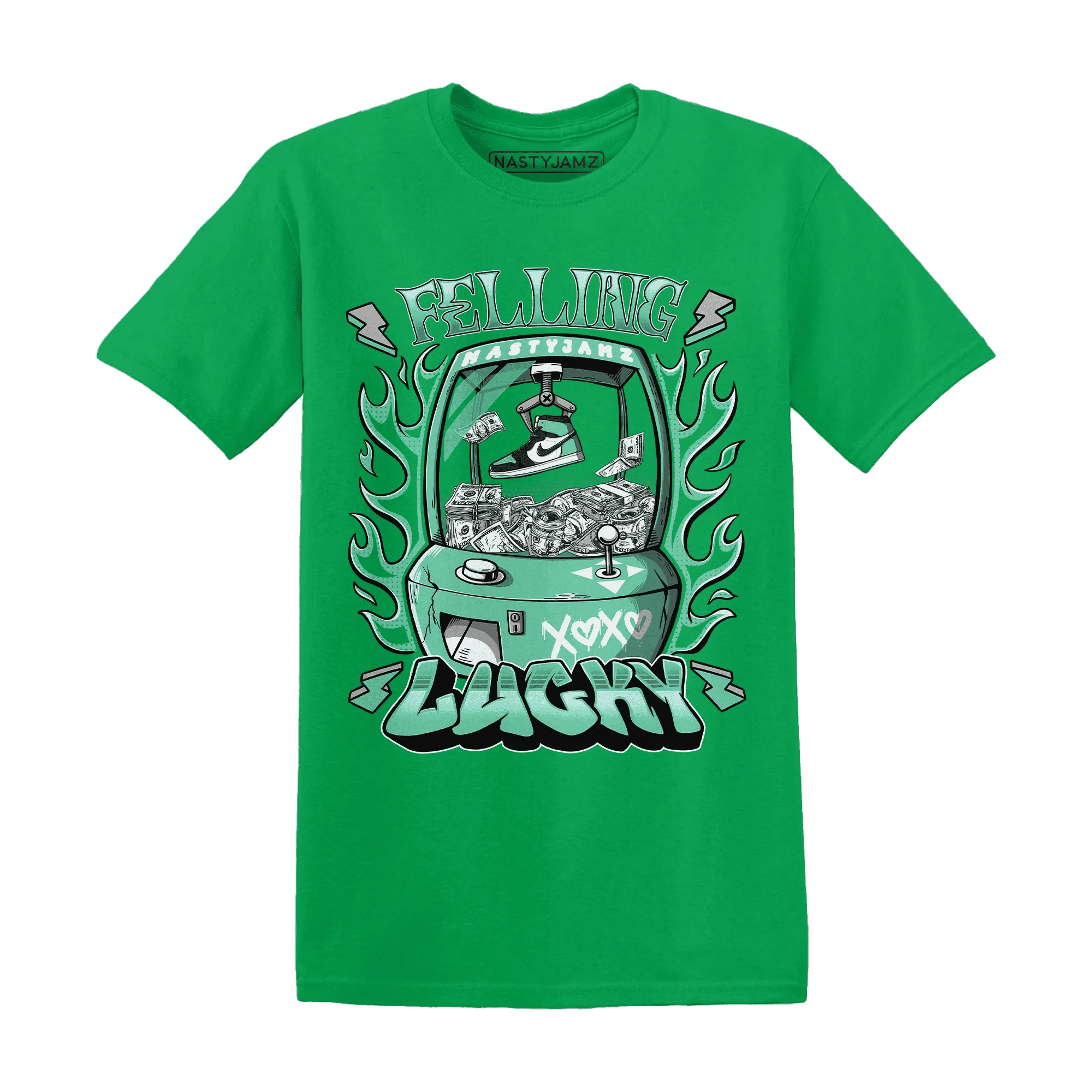 High-OG-Green-Glow-1s-T-Shirt-Match-Feeling-Lucky