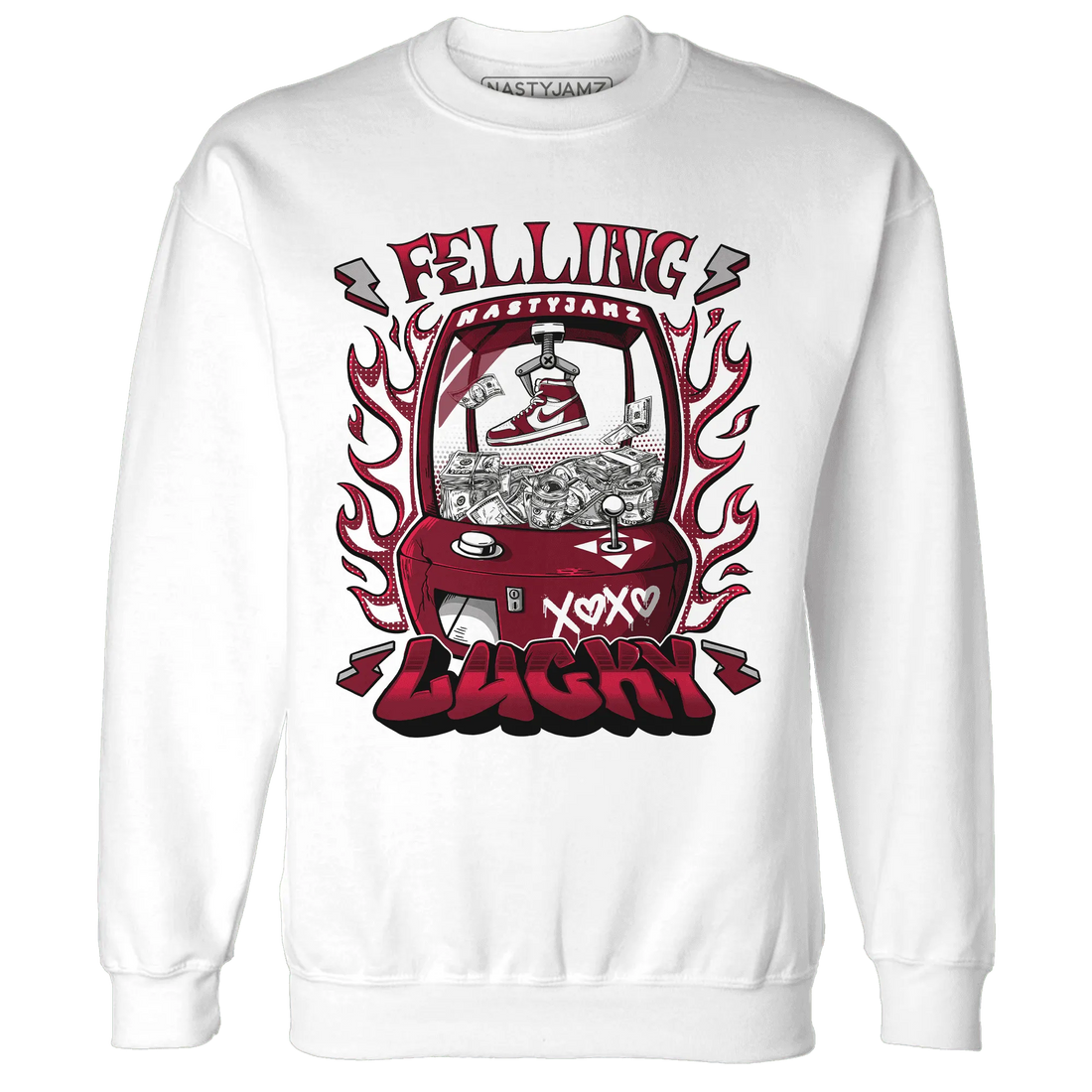 High-White-Team-Red-1s-Sweatshirt-Match-Feeling-Lucky