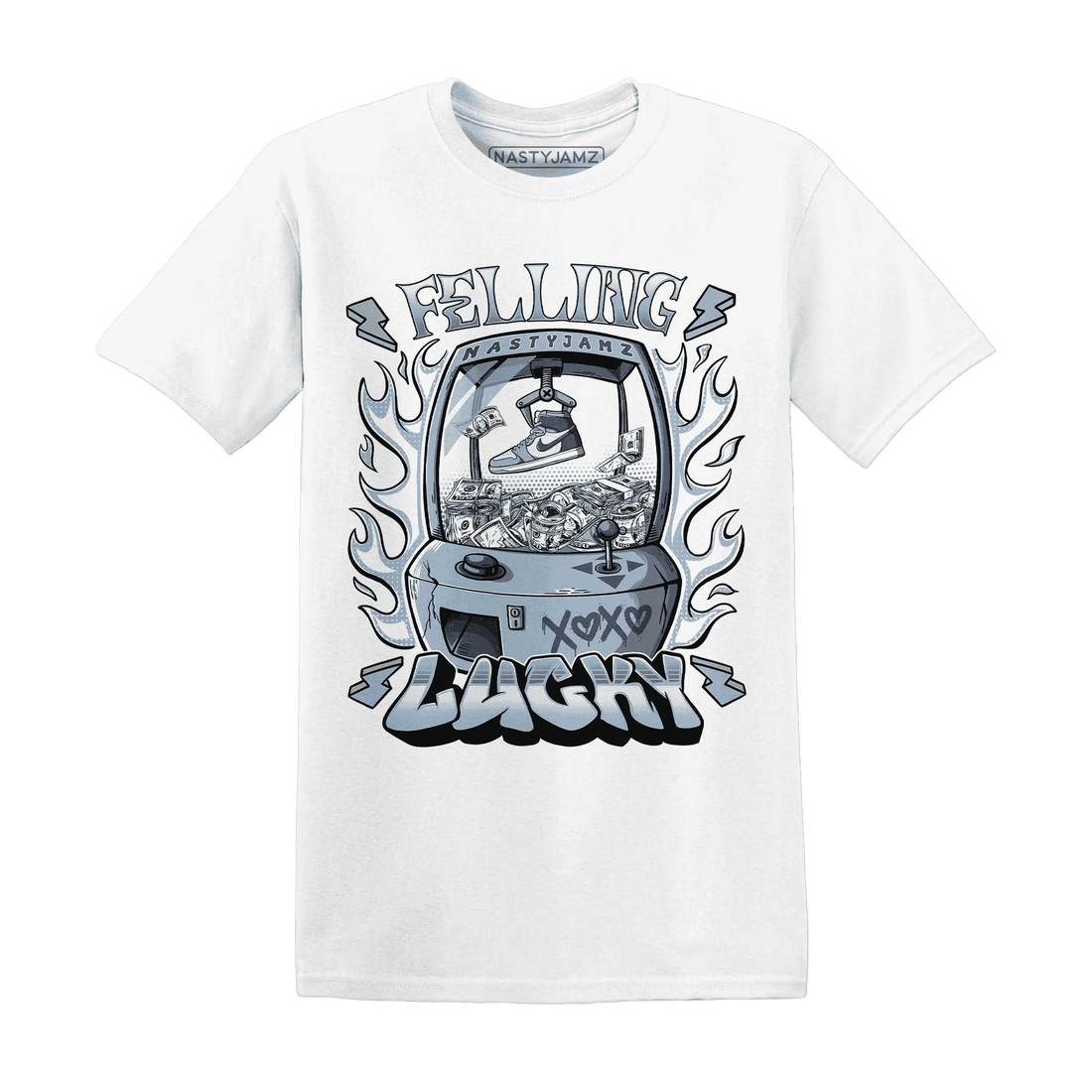 Mid-Diffused-Blue-Grey-1s-T-Shirt-Match-Feeling-Lucky