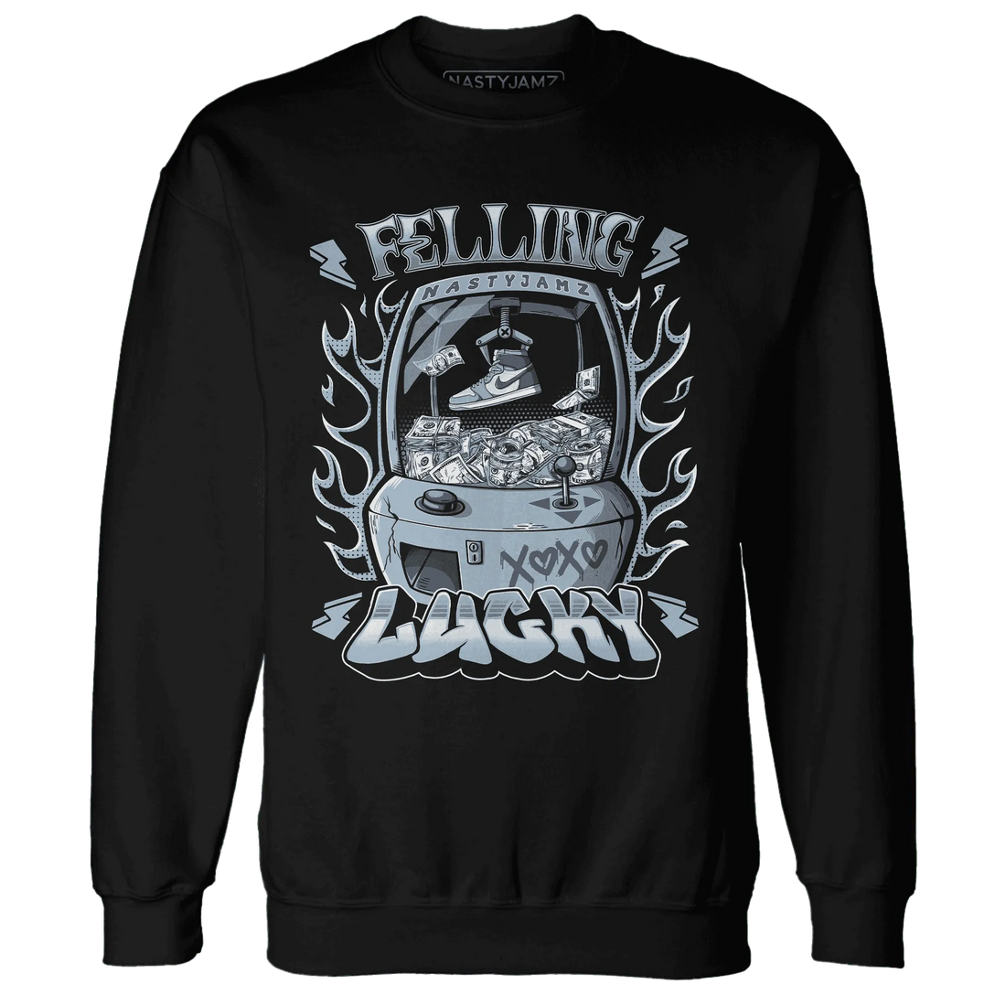 Mid-Diffused-Blue-Grey-1s-Sweatshirt-Match-Feeling-Lucky