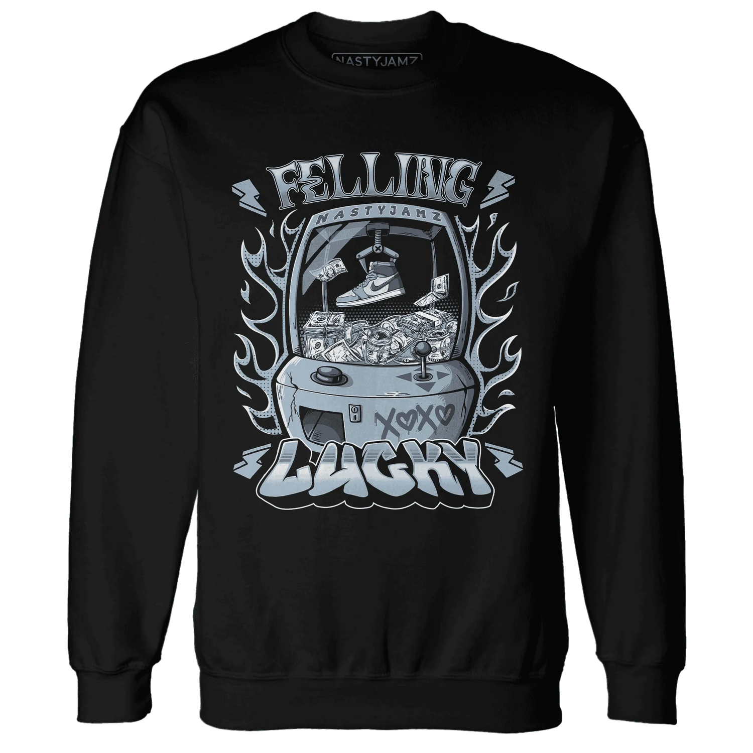 Mid-Diffused-Blue-Grey-1s-Sweatshirt-Match-Feeling-Lucky