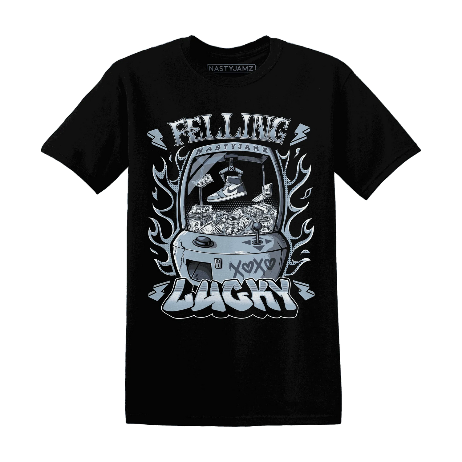 Mid-Diffused-Blue-Grey-1s-T-Shirt-Match-Feeling-Lucky
