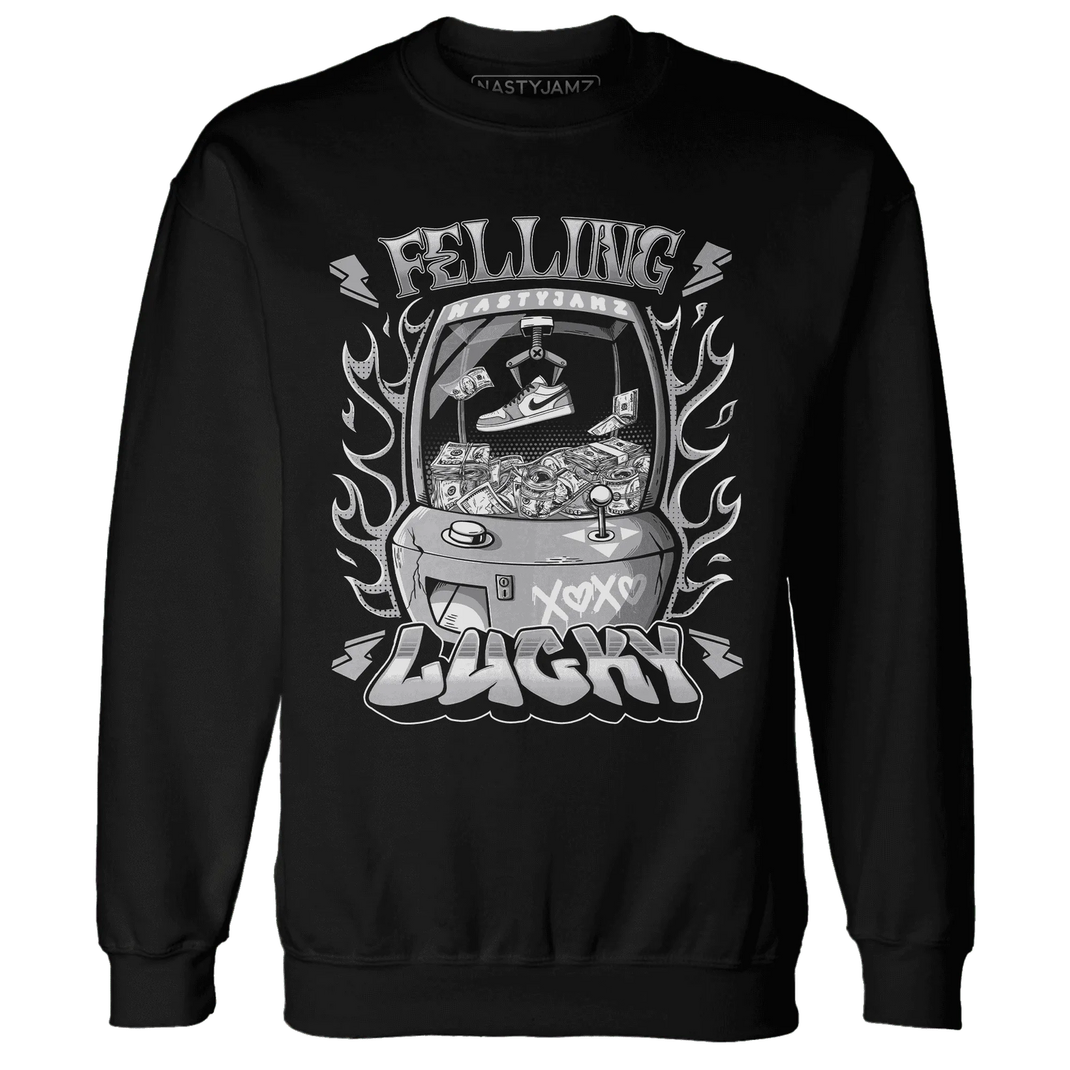 Wolf-Grey-1s-Sweatshirt-Match-Feeling-Lucky