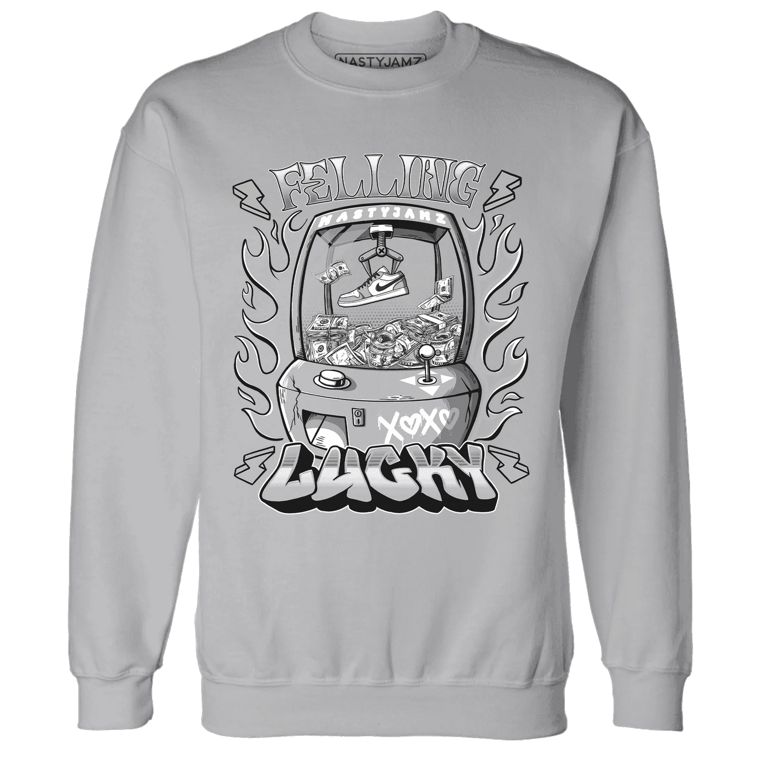 Wolf-Grey-1s-Sweatshirt-Match-Feeling-Lucky