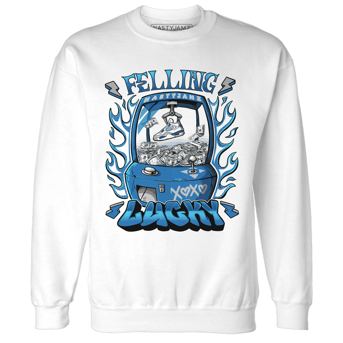 Industrial-Blue-4s-Sweatshirt-Match-Feeling-Lucky