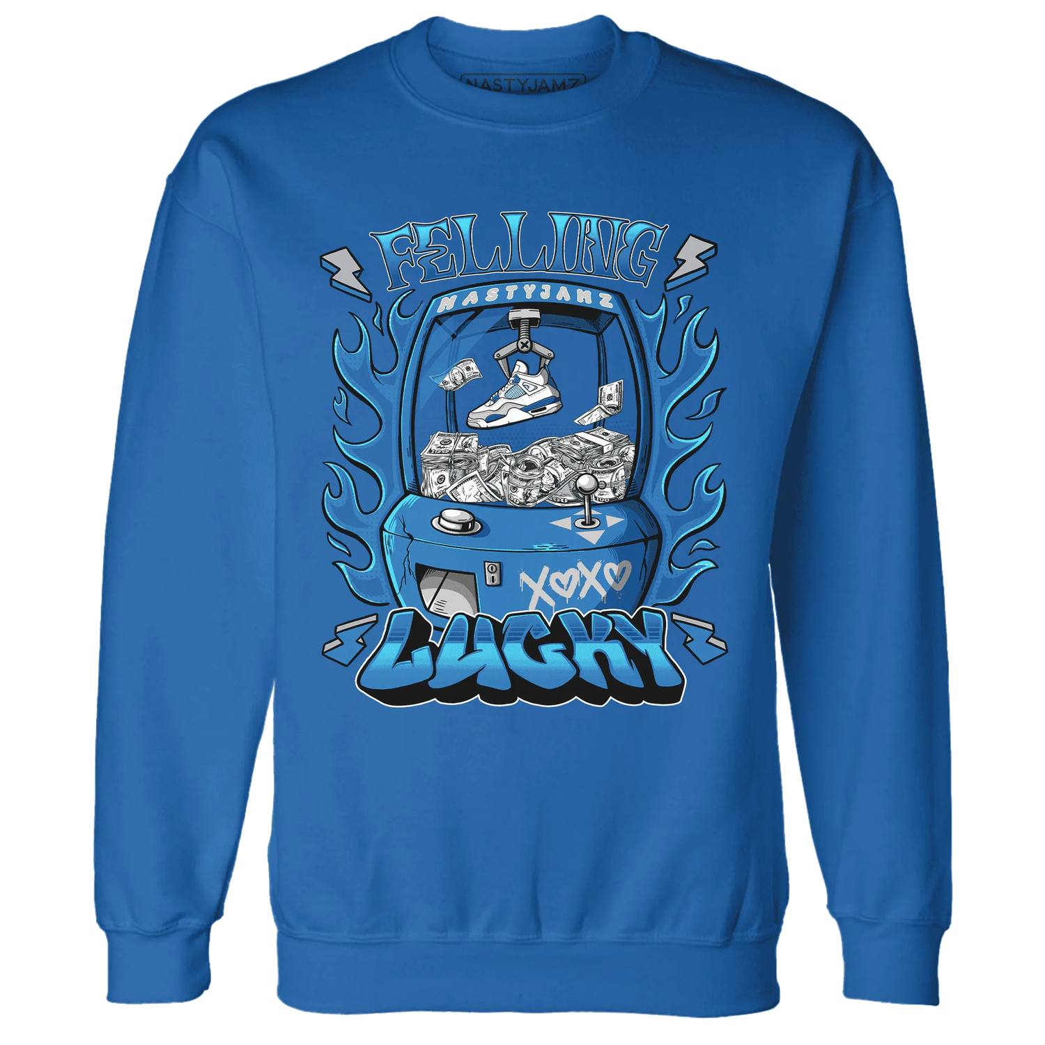 Industrial-Blue-4s-Sweatshirt-Match-Feeling-Lucky