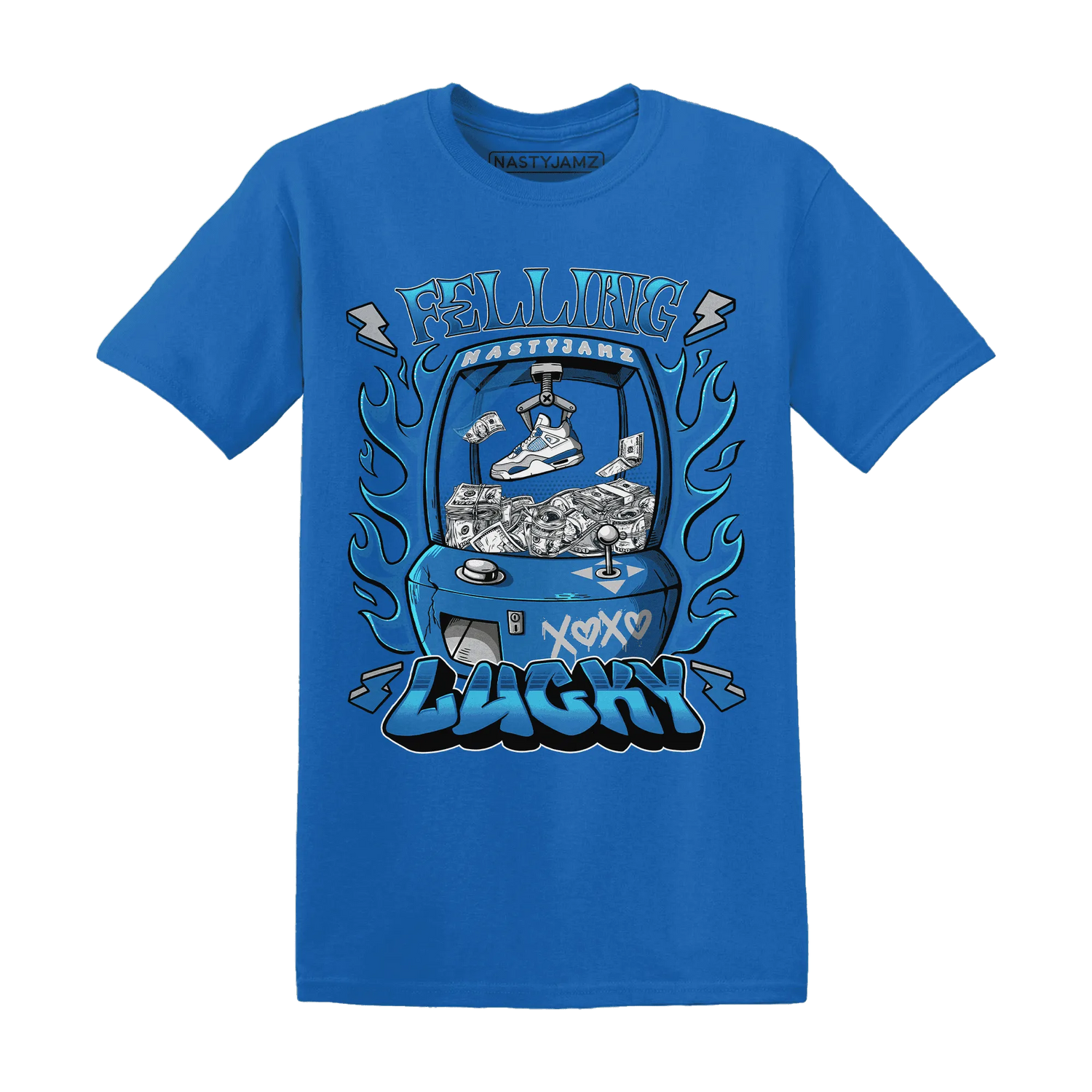 Industrial-Blue-4s-T-Shirt-Match-Feeling-Lucky