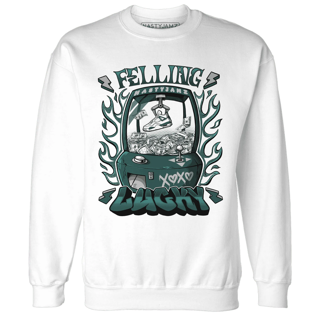 Oxidized-Green-4s-Sweatshirt-Match-Feeling-Lucky