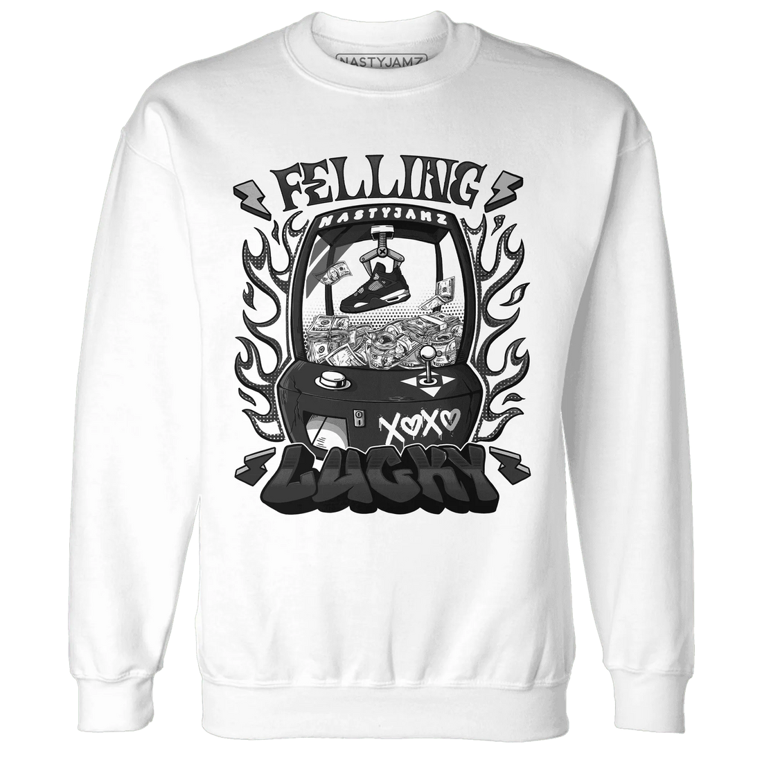White-Thunder-4s-Sweatshirt-Match-Feeling-Lucky