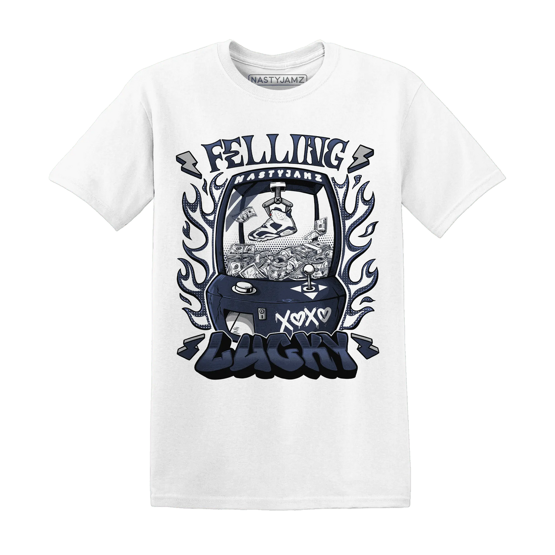 White-Navy-6s-T-Shirt-Match-Feeling-Lucky