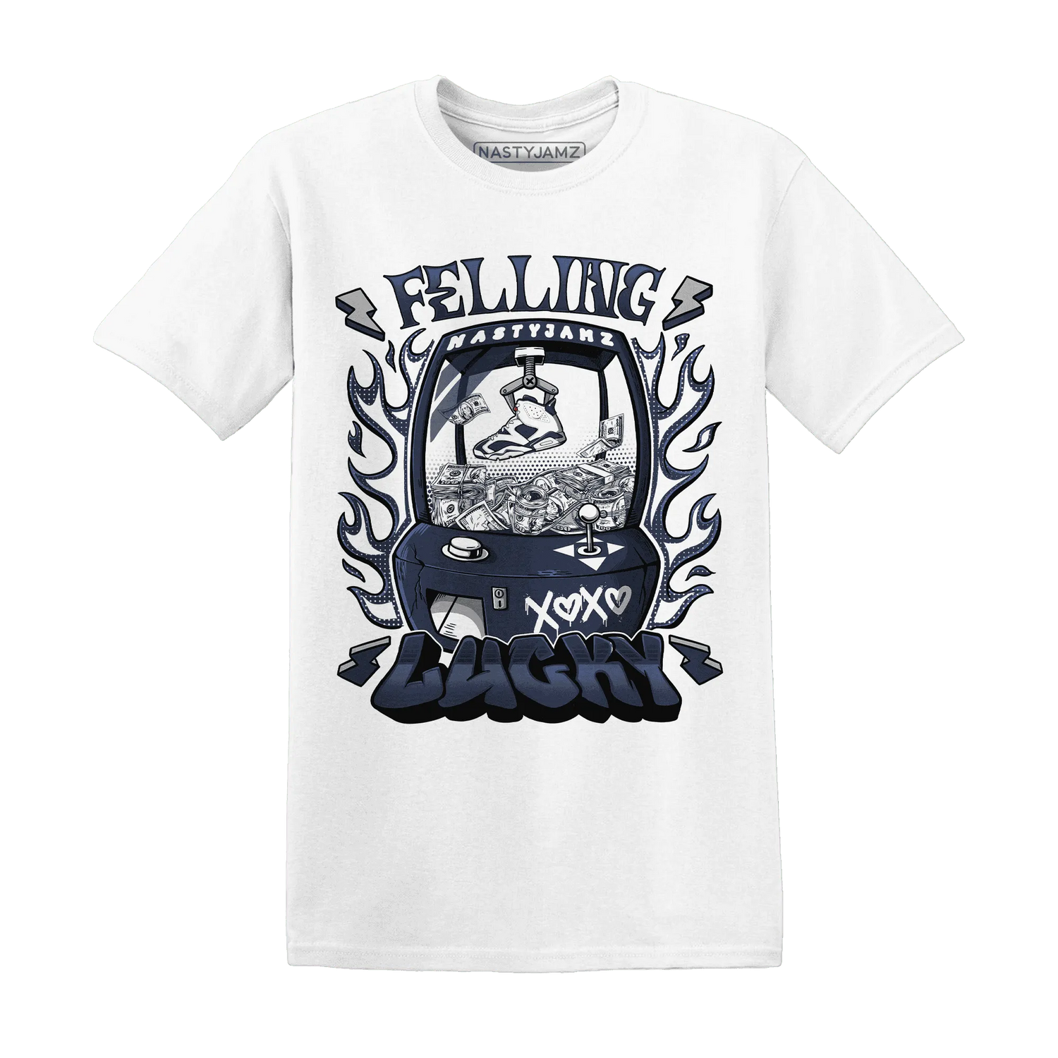 White-Navy-6s-T-Shirt-Match-Feeling-Lucky